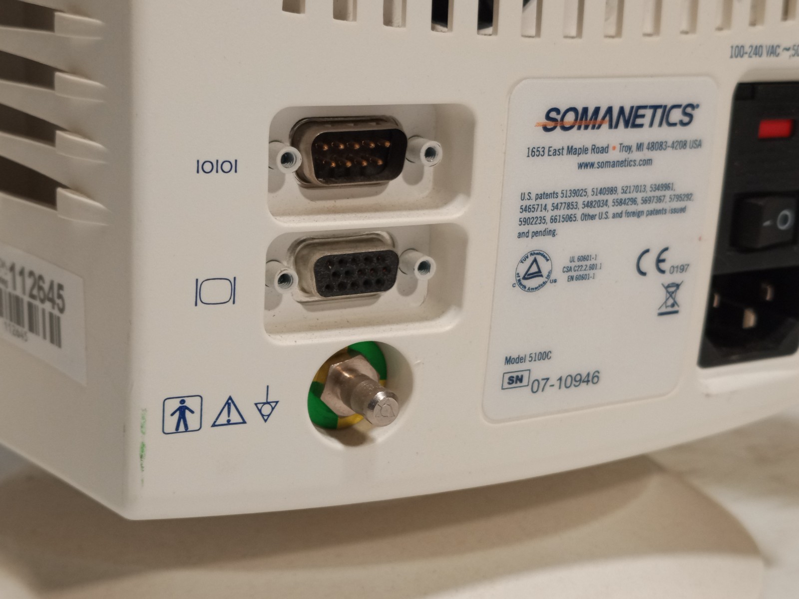 Somanetics INVOS 5100C cerebral/somatic oximeter patient monitor, parts/repair