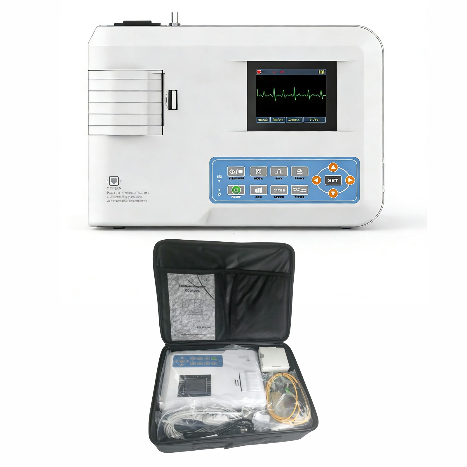Medical 1-Channel 12-Lead Digital EKG Machine –Electrocardiograph + Carrying Bag
