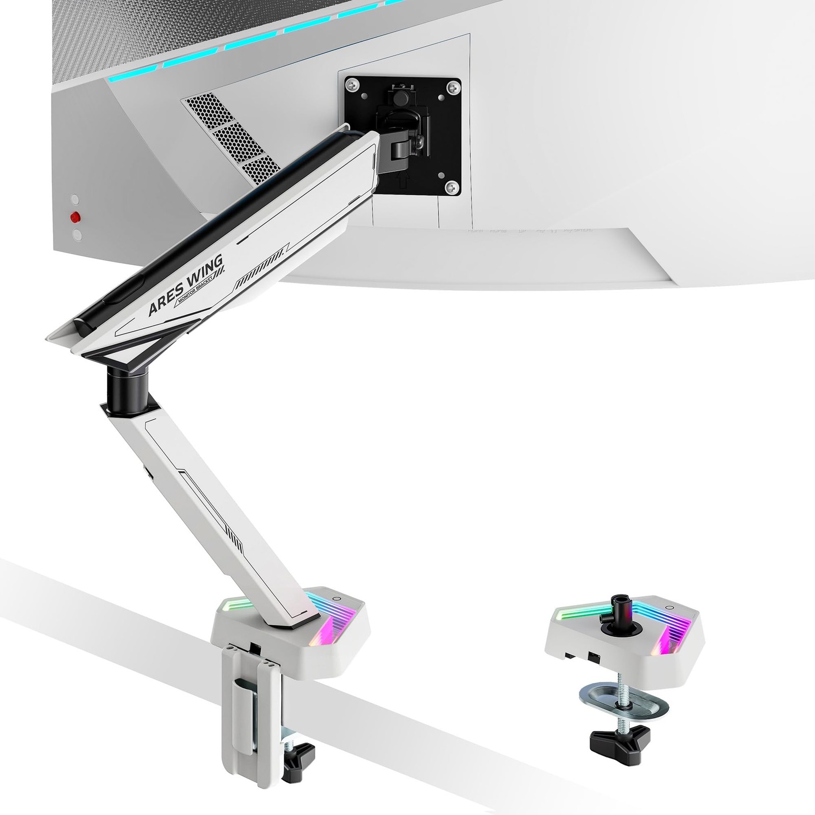 ARES WING RGB Single Monitor Arm Desk Mount for 17-45 inches Flat and Curved …