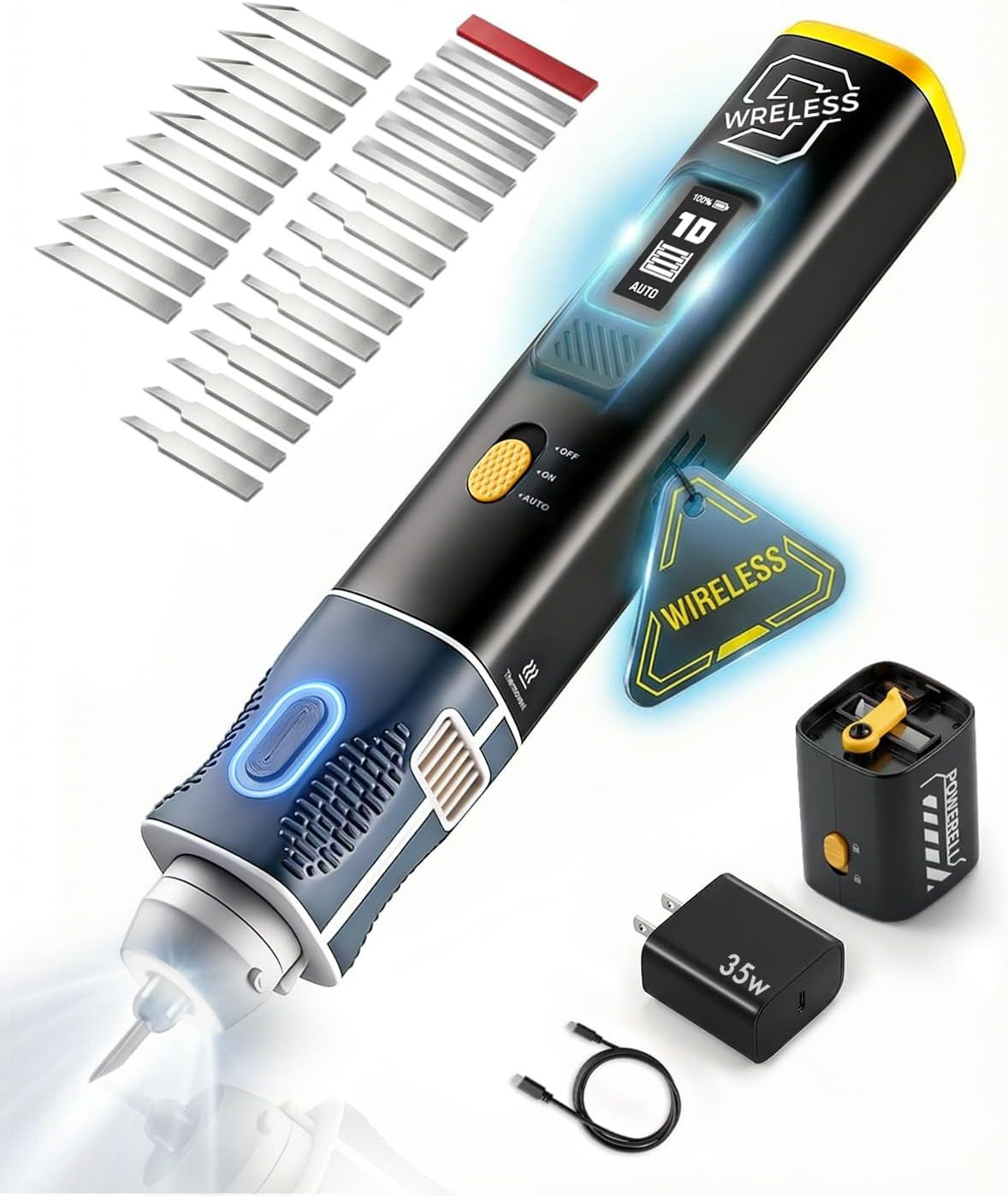2-In-1 Wireless Ultrasonic Cutter, Cutting Grinding AI Auto Cooling 40Khz Vibrat