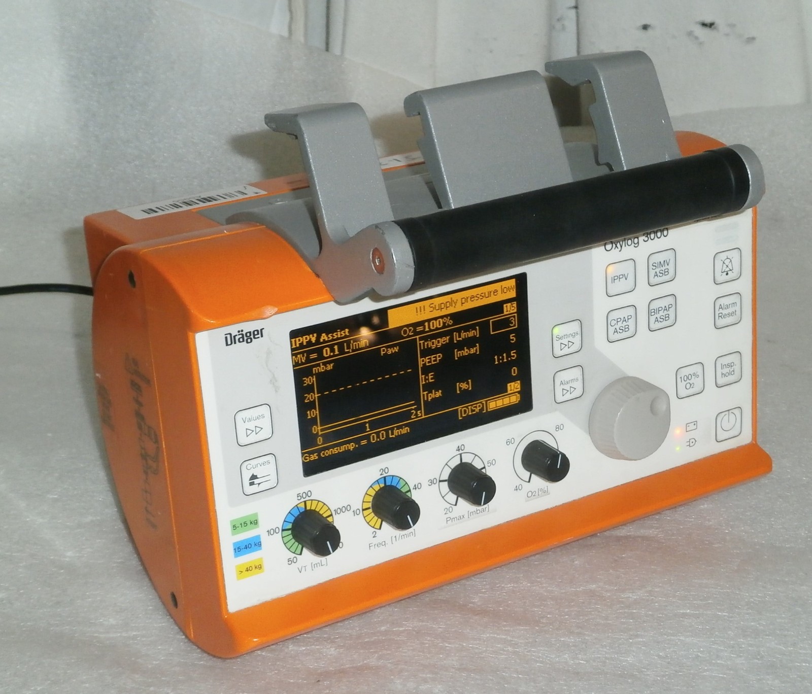 Drager Oxylog 3000 Ventilator 2M86955 – No Power Supply