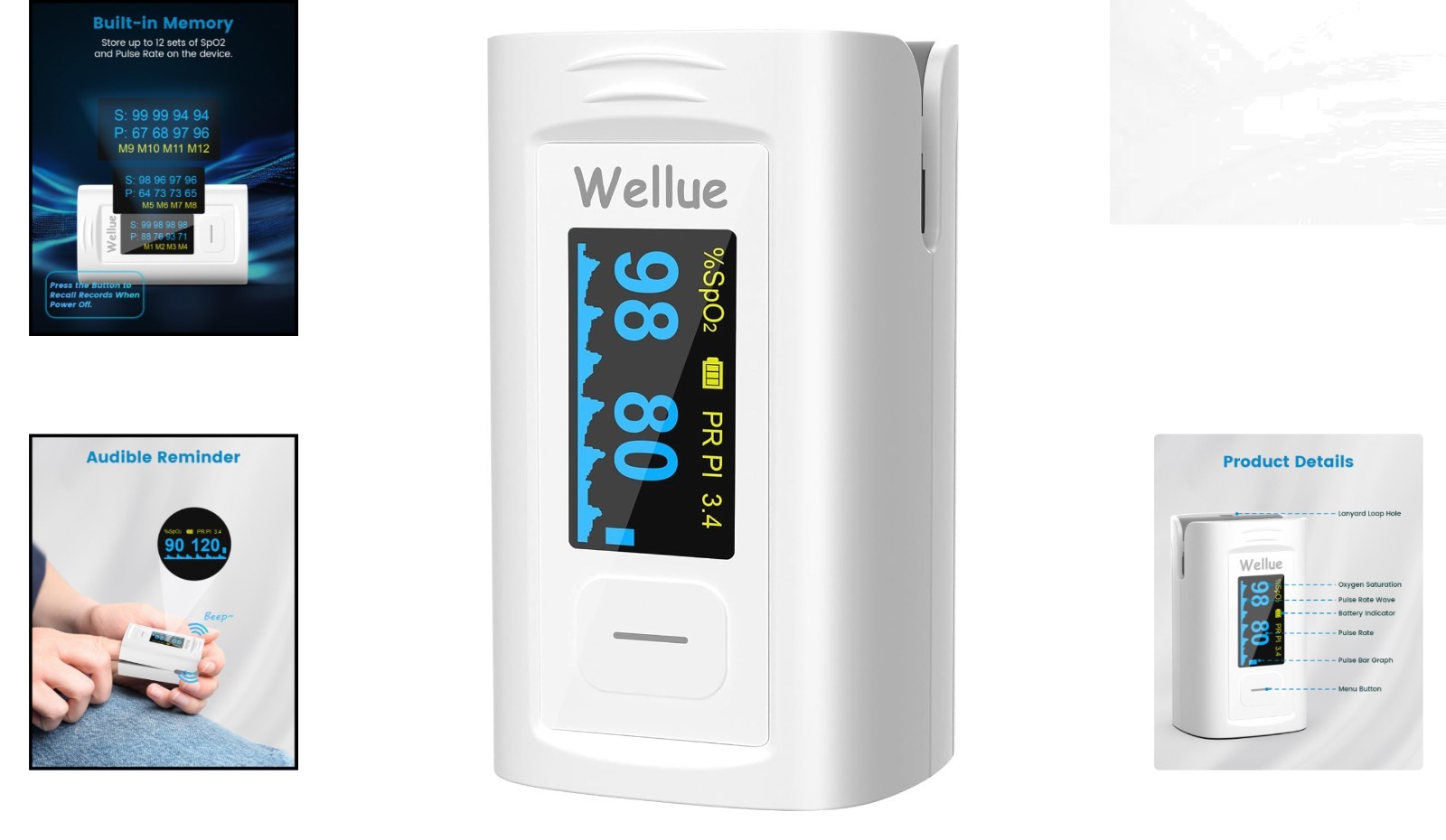 Accurate Fingertip Oximeter with Beep Reminder and Built-in Memory for Athletes
