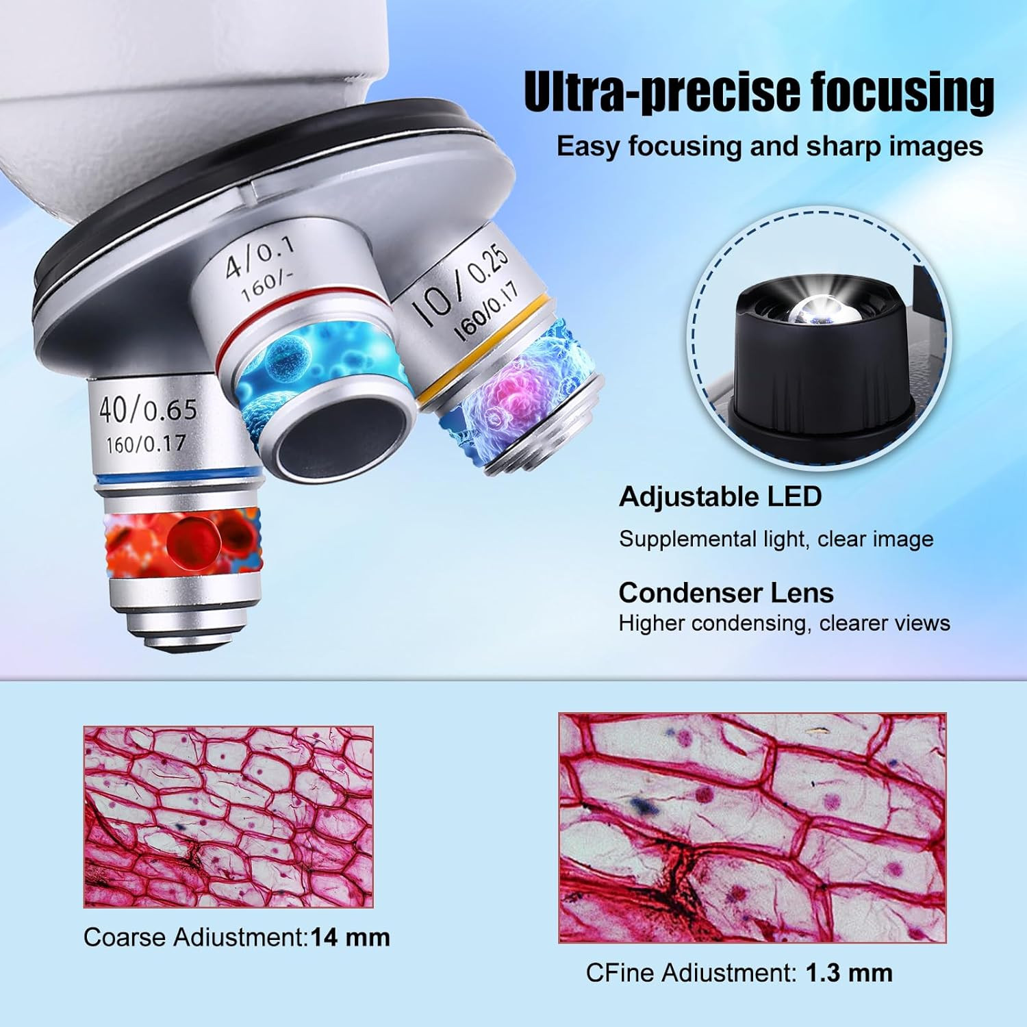 Binocular Compound Microscope 40X-2000X, Research Grade Professional Microscope
