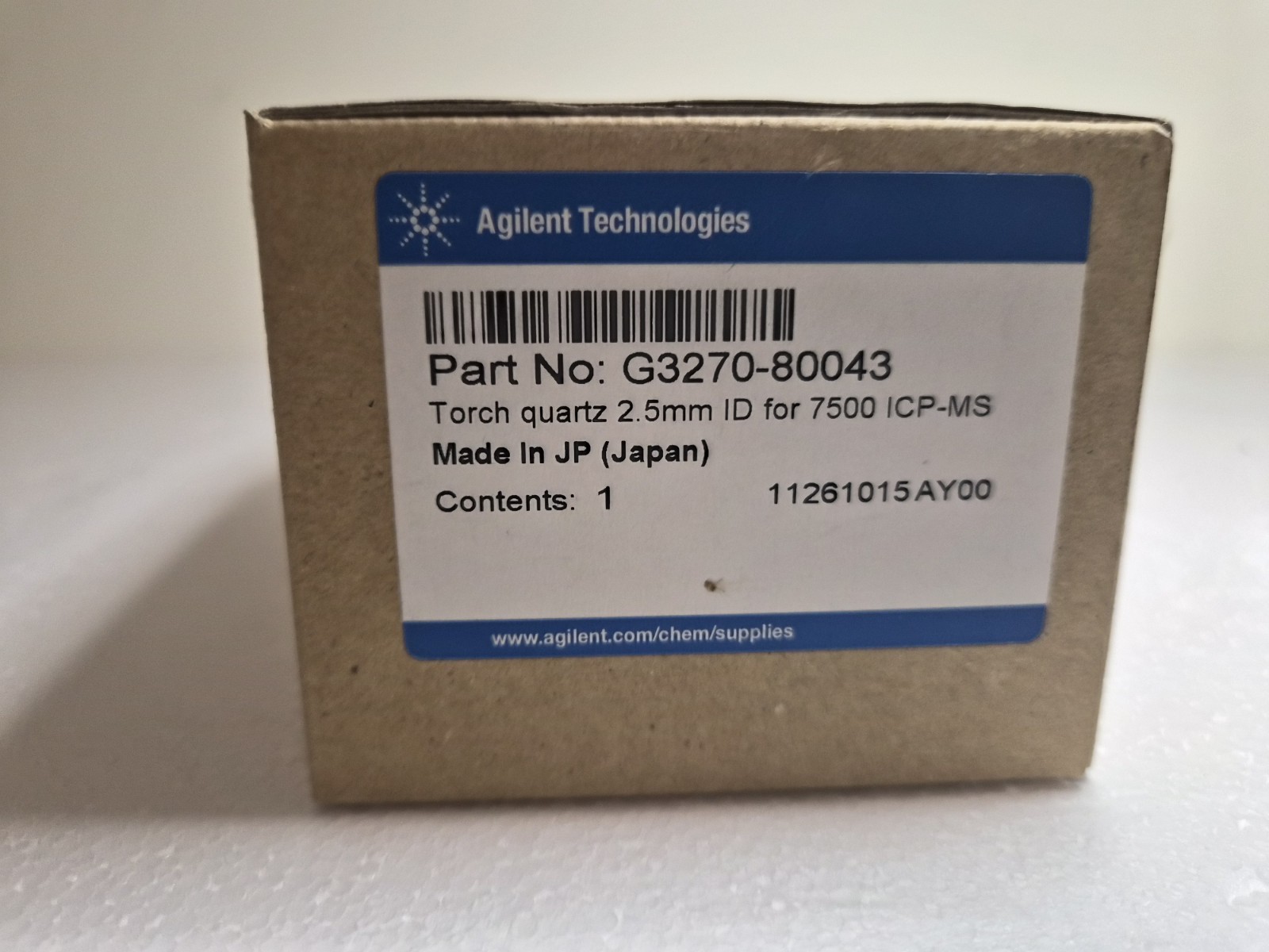 Agilent G3270-80043 Quartz Torch 2.5mm ID For 7500 ICP-MS OEM Japan Ball Joint