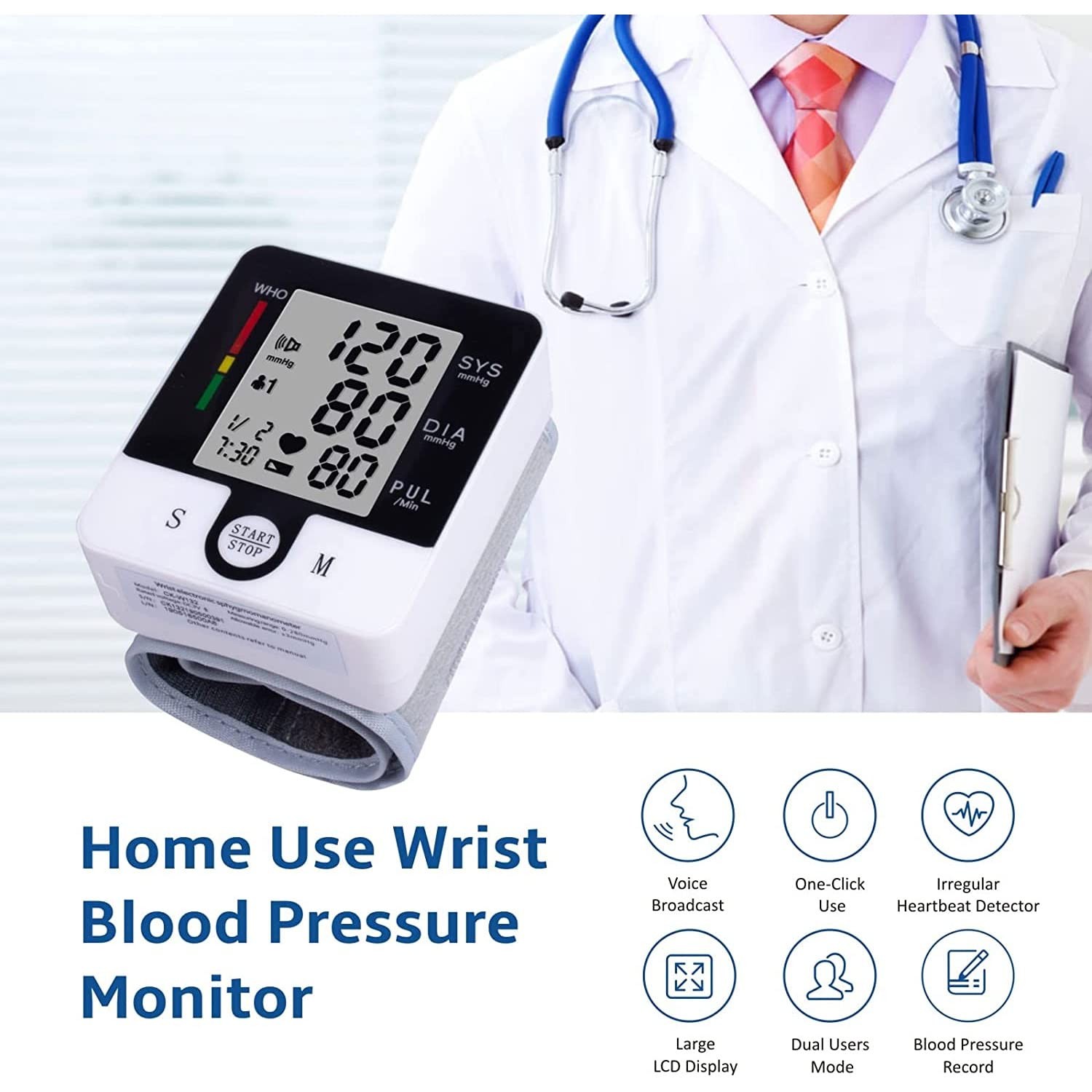 Wrist Blood Pressure Monitor for Home Use, Automatic Talking Blood…
