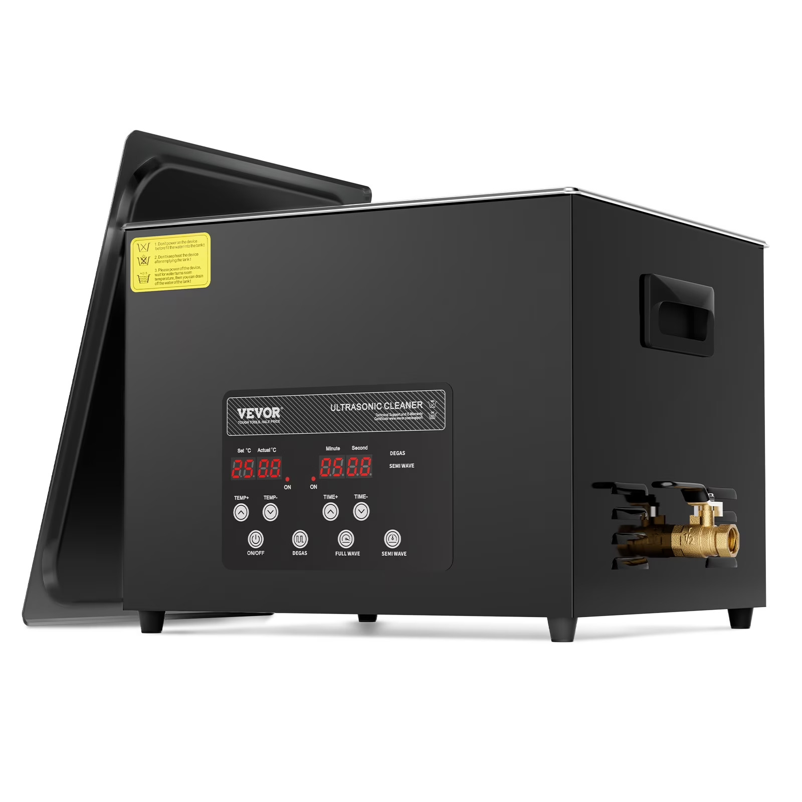 KFFKFF 15L Commercial Ultrasonic Cleaner 360W 40kHz Heater Timer Degas Degas