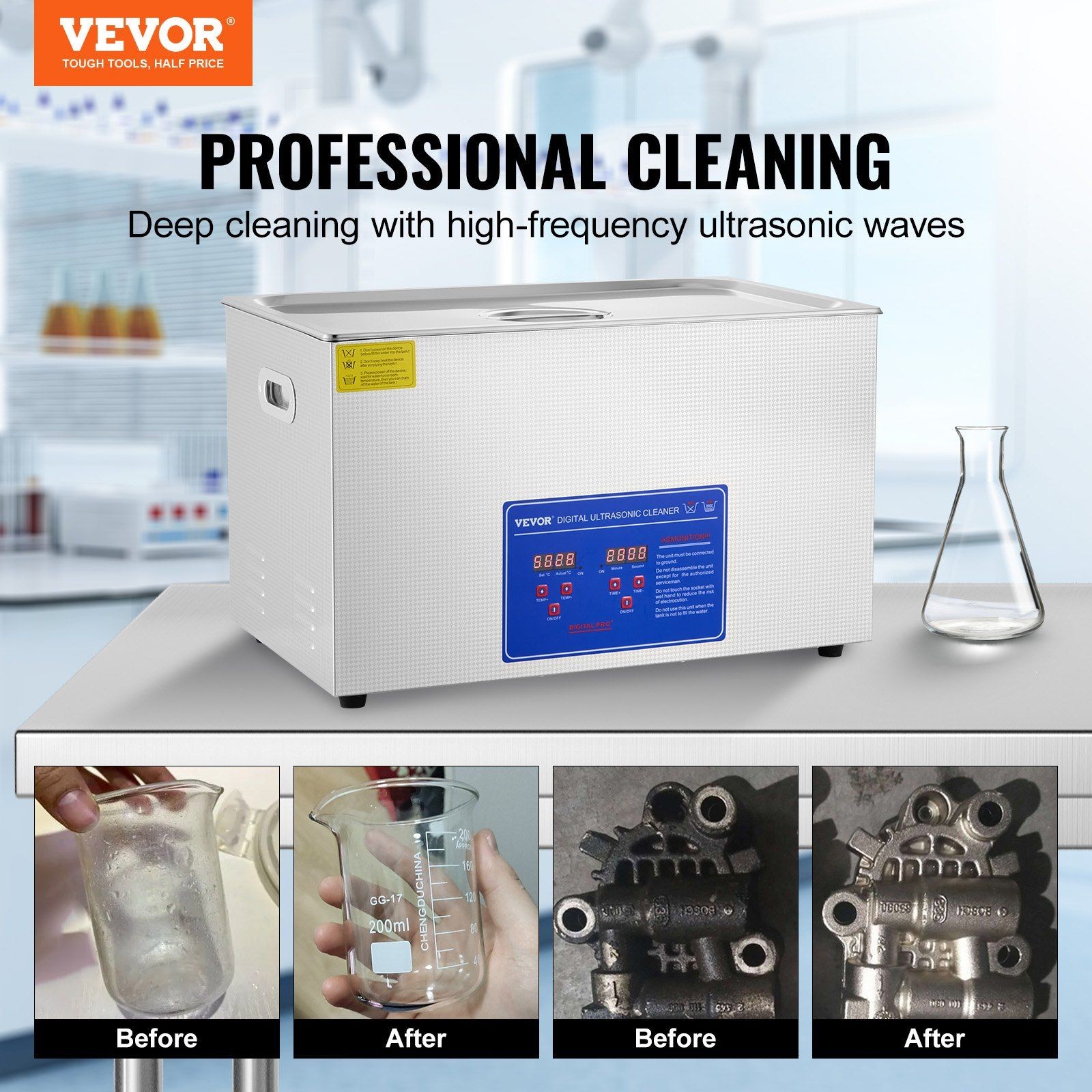 Digital Output Ultrasonic Cleaner 30L 40kHz SUS304 Tank