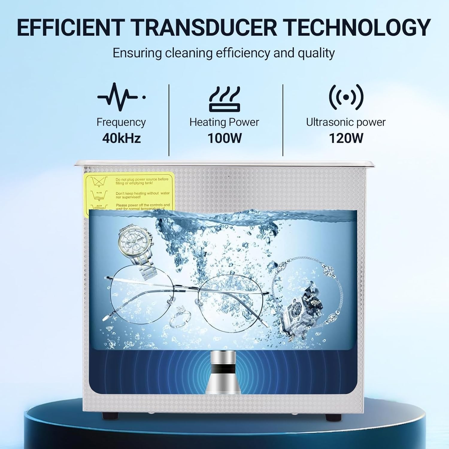 3.2L Digital Ultrasonic Cleaner with Heater，40kHz & 120W Cleaning System Timer