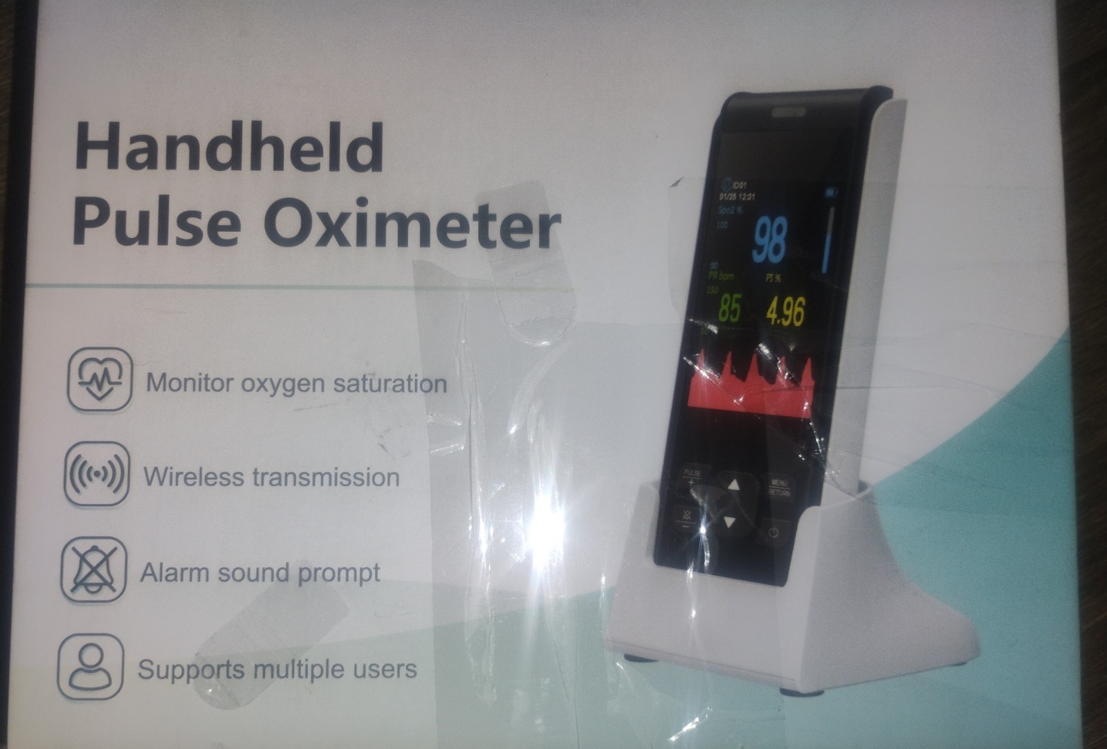 Rechargeable Pulse Oximeter Handheld Blood Oxygen Monitor Adult 2 Probes