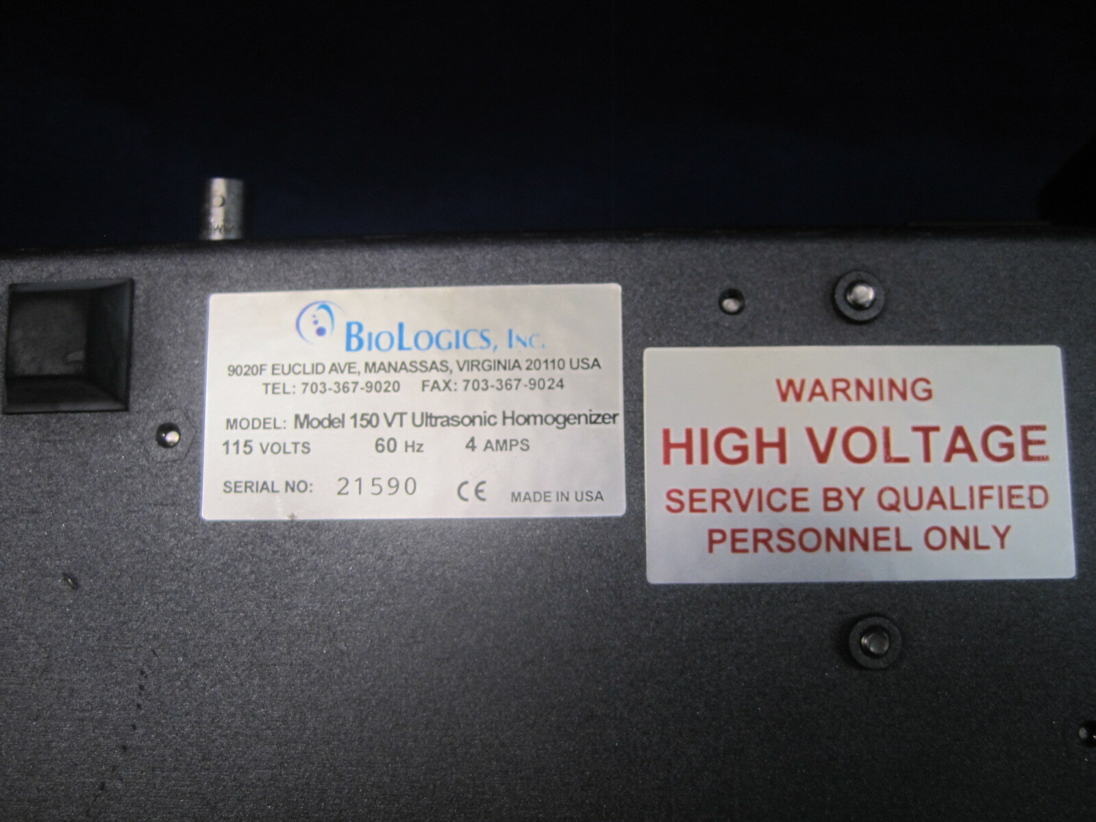 Biologics 150 V/T Ultrasonic Homogenizer 0-122-0001, 150W output, 150VT