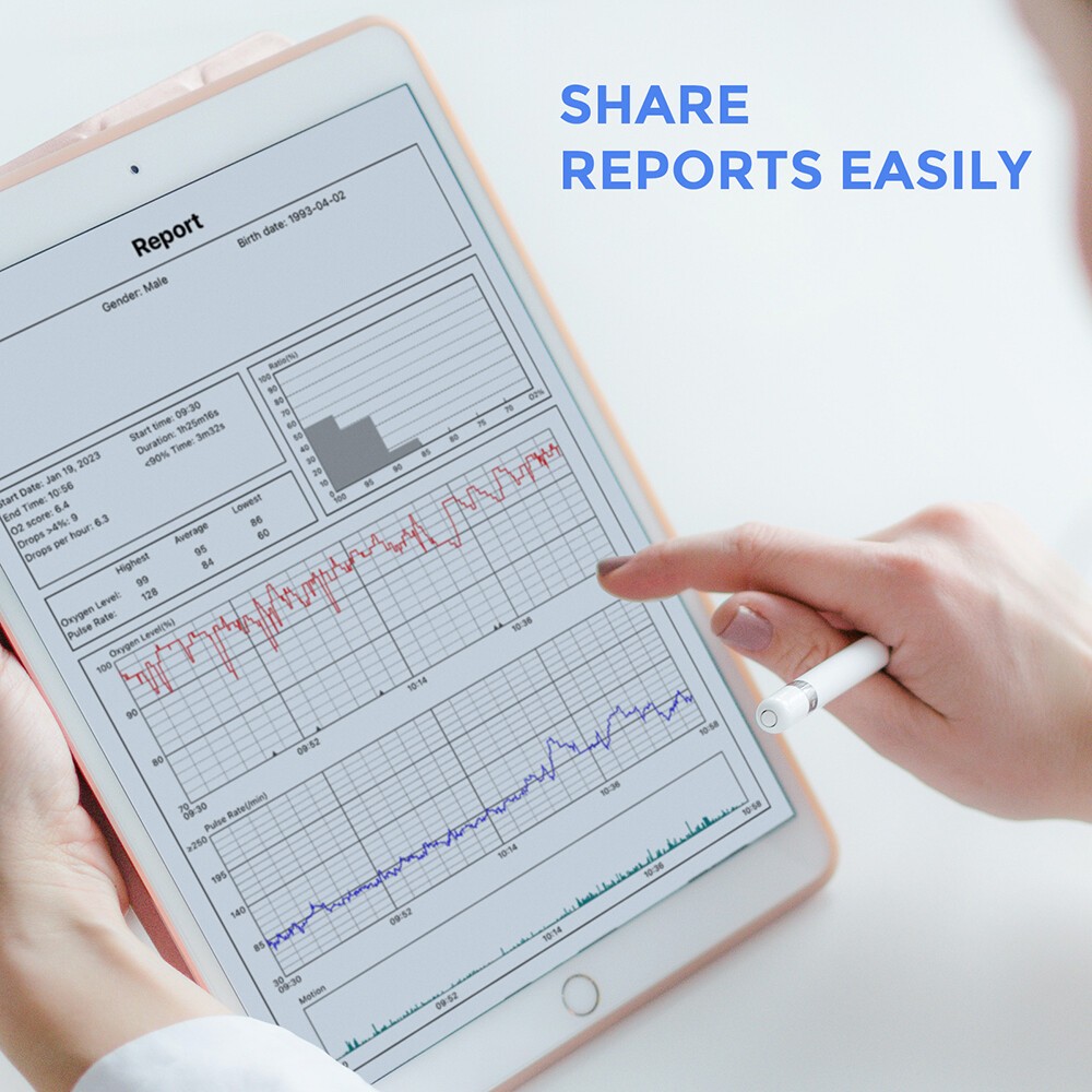 Checkme O2 Max Wrist Pulse Oximeter Blood Oxygen Monitor Bluetooth App PC Report