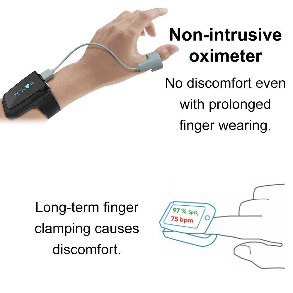 Checkme O2 Max Wrist Pulse Oximeter Blood Oxygen Monitor Bluetooth App PC Report