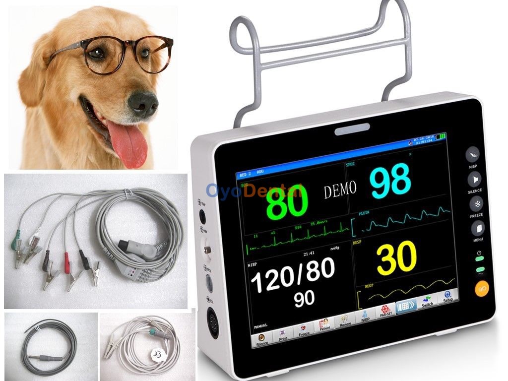 Temp Veterinary Patient Monitor JR2000B-VET 8”TFT LCD ICU ECG NIBP SPO2 Resp