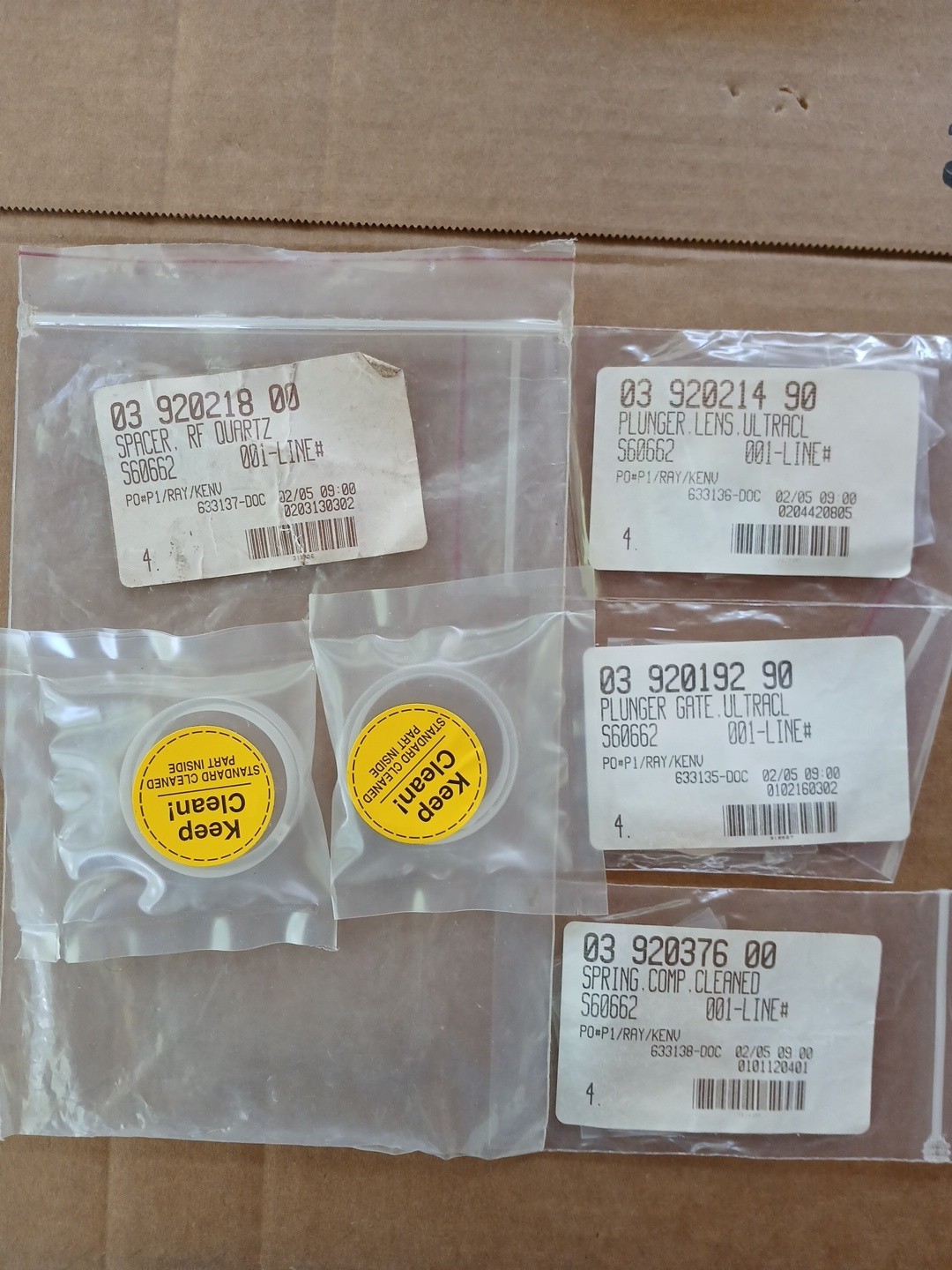 Varian Agilent GC/MS Maintenance Lot QTY 4 -Plunger, Lens, Gate, Spring S60662