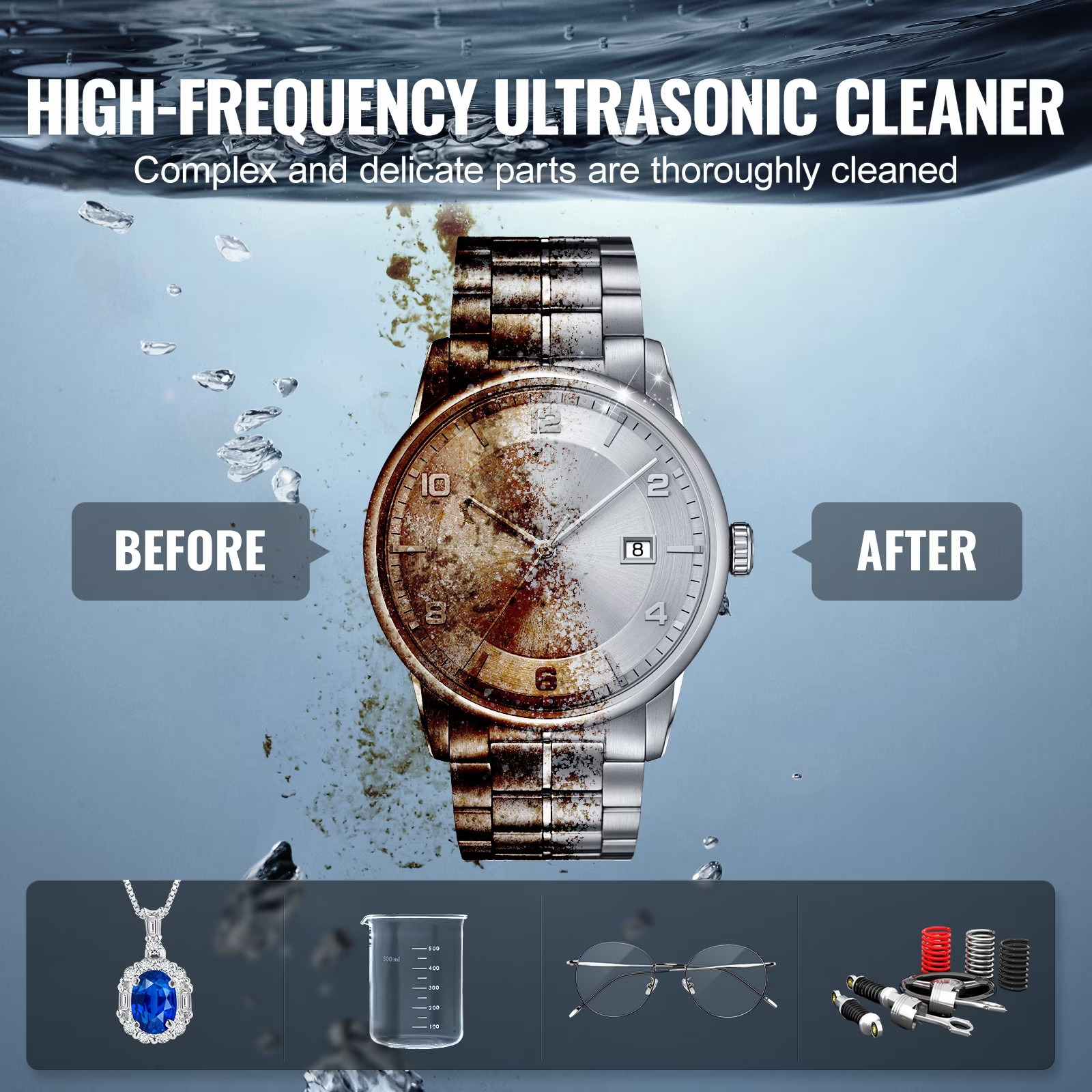 KFFKFF 15L Commercial Ultrasonic Cleaner 360W 40kHz Heater Timer Degas Degas