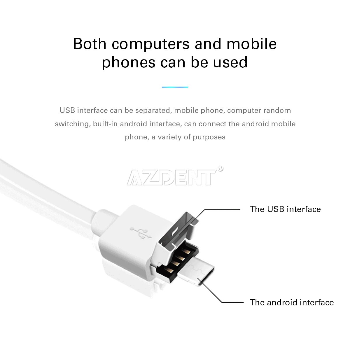 AZDENT Dental Intraoral Camera USB HD Camera 8 LED Lights 3-speed Adjustment