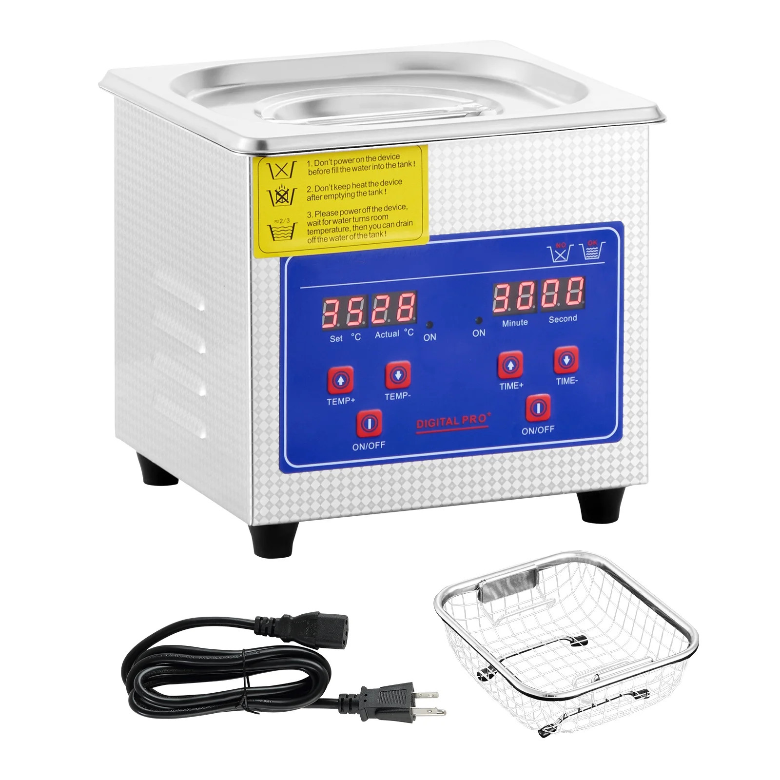 1.3L Ultrasonic Cleaner with 40kHz, 60W, 304 Stainless Steel