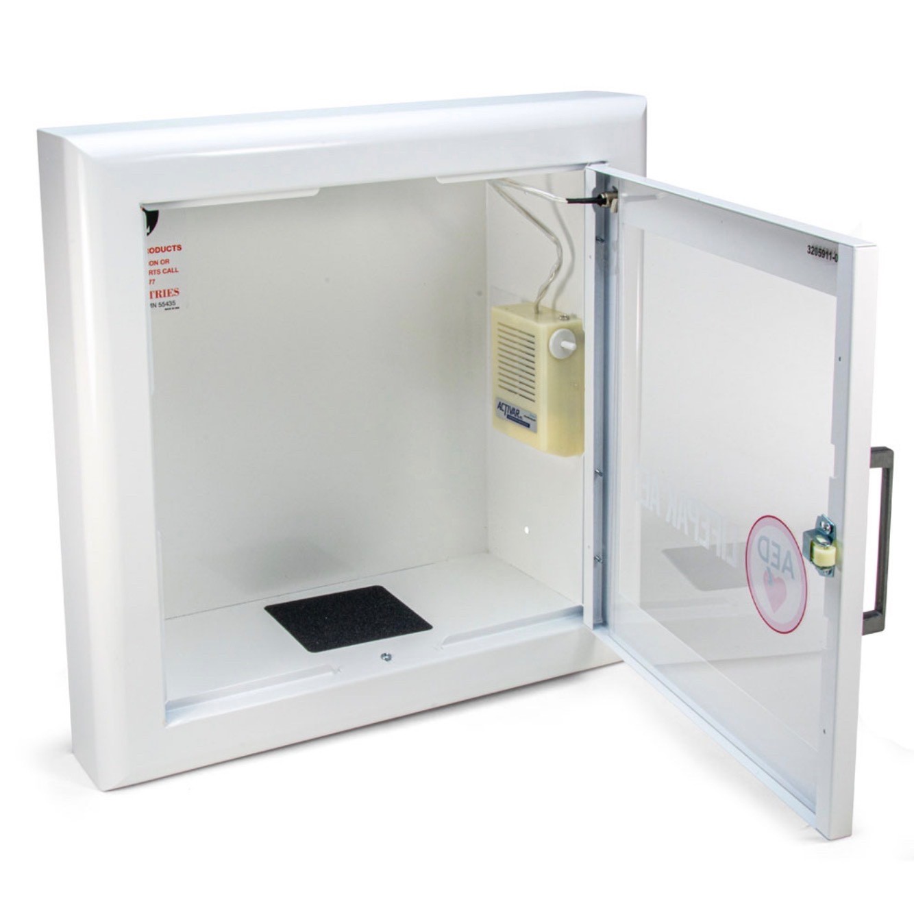 Medtronic Physio-Control Wall Cabinet. Semi-Recessed with Audible Alarm and Keys