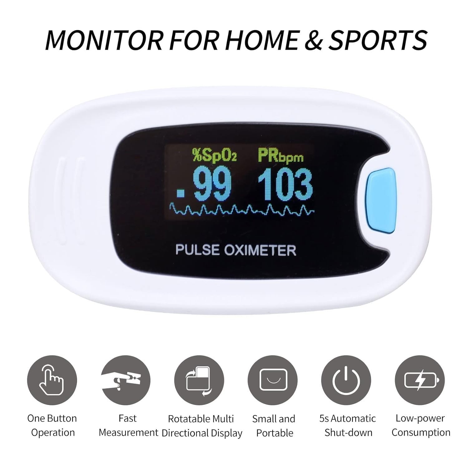 User-Friendly Pulse Oximeter with Clear Display – Perfect for Sports Monitoring