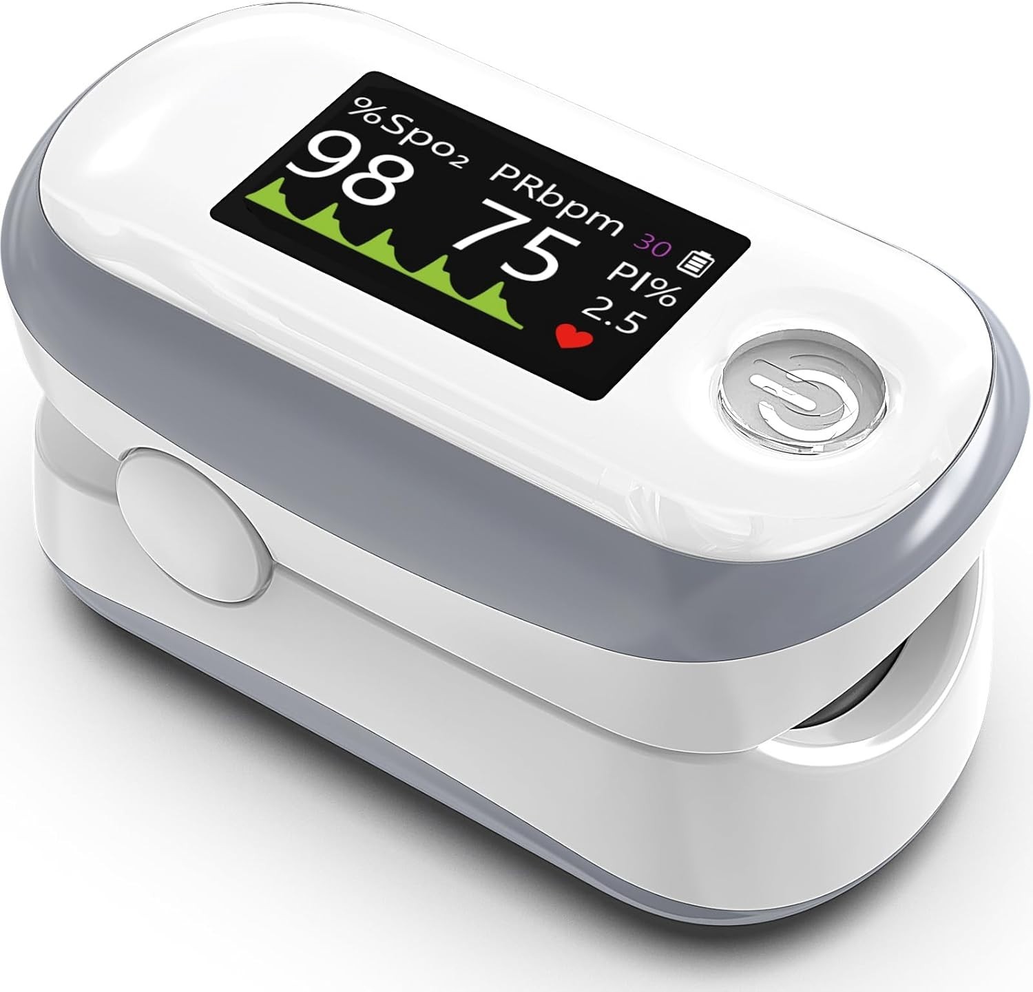 Fast & Accurate Pulse Oximeter, Large OLED Display, White