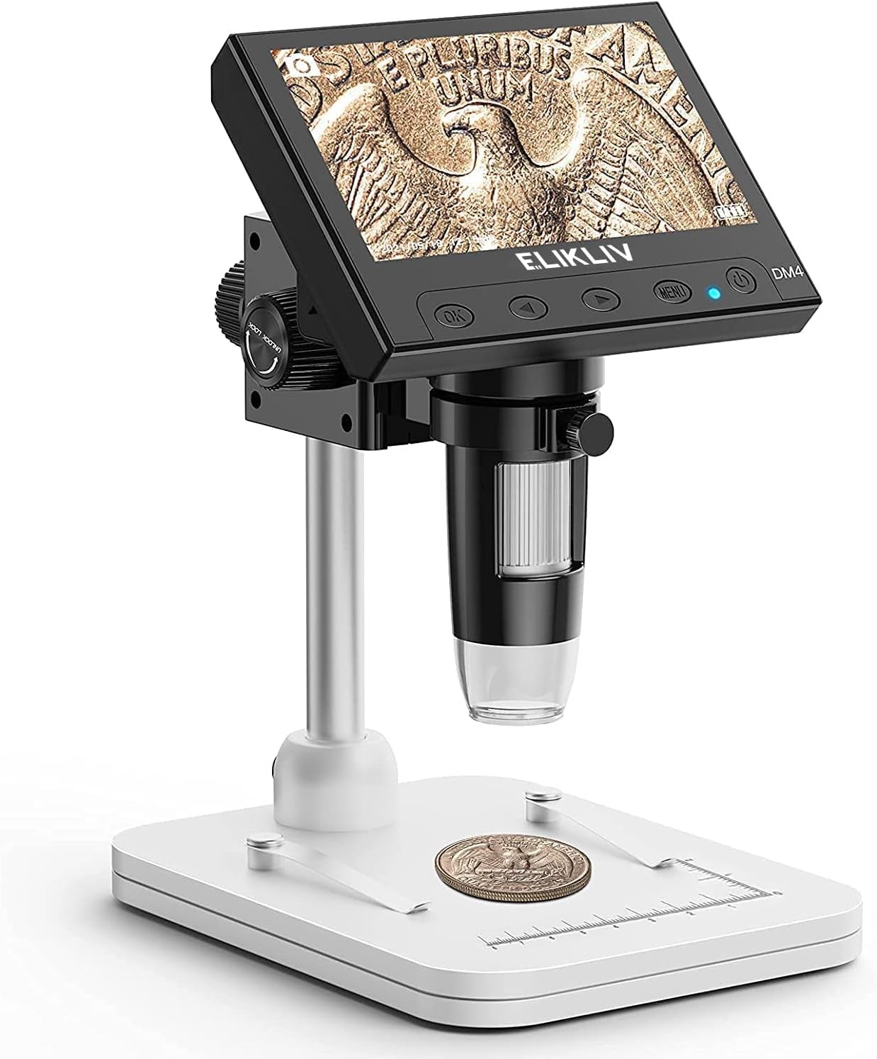 Elikliv Coin Microscope 1000X 4.3” LCD Digital Microscope with Screen USB Used
