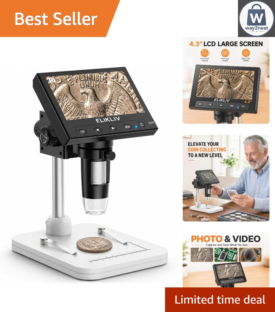 1000x LCD Digital Coin Microscope with 8 LED Lights – Perfect for Collectors