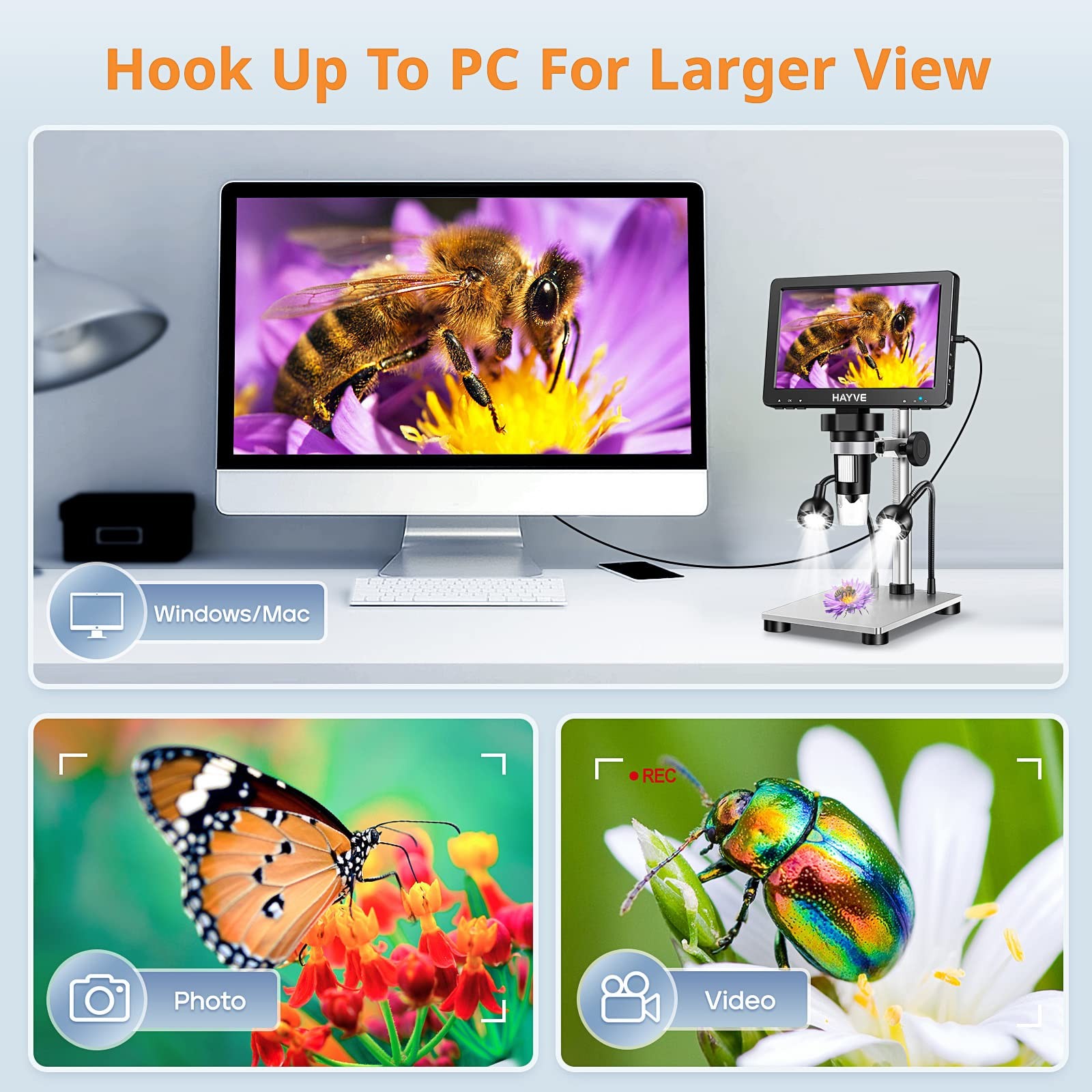 7 LCD Digital Microscope, 1200X Magnification for Coin PCB Circuit Repair Sol…
