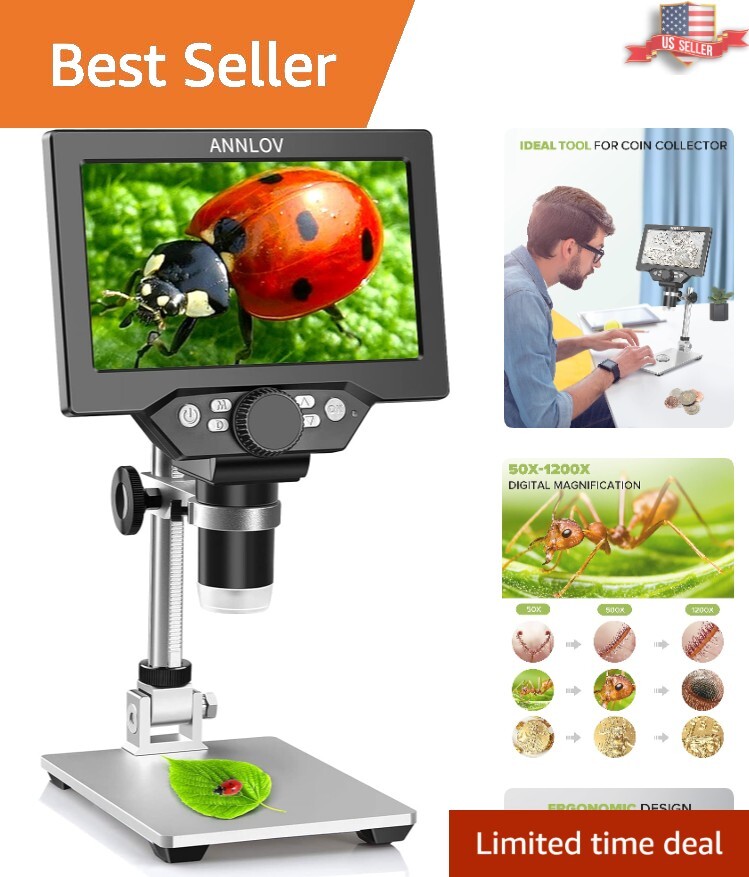 7″ LCD Digital Microscope 1200X Magnification – Ideal for Coin Collectors