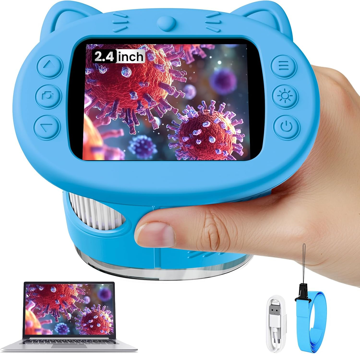 Microscope for Kids, 2.4 Inch Digital Microscope with 1000X Magnification, Handh