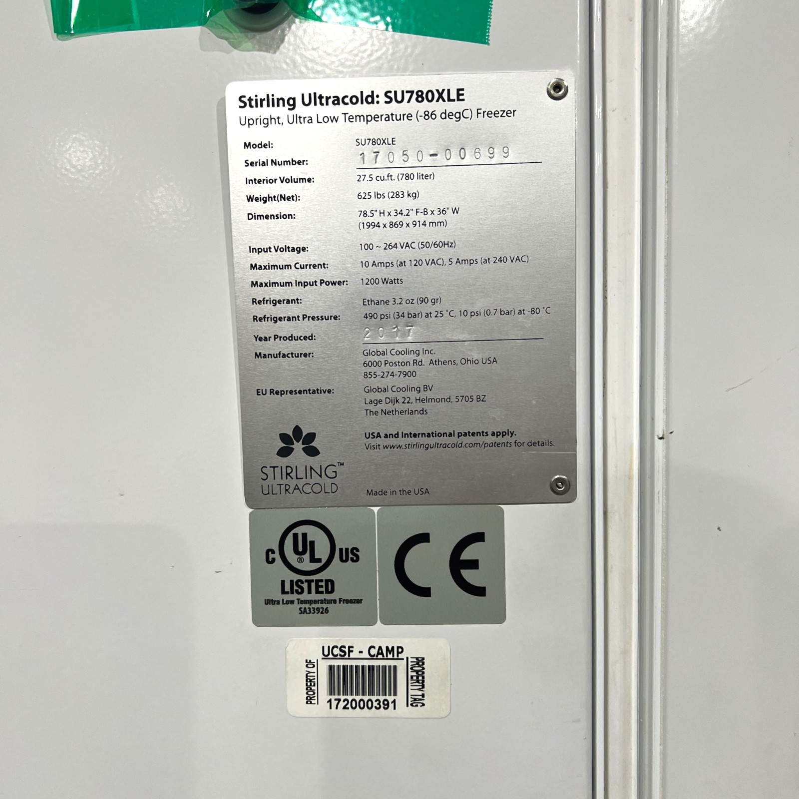 Stirling Ultracold SU780XLE -86°C Ultra Low Temp Upright Freezer 780L