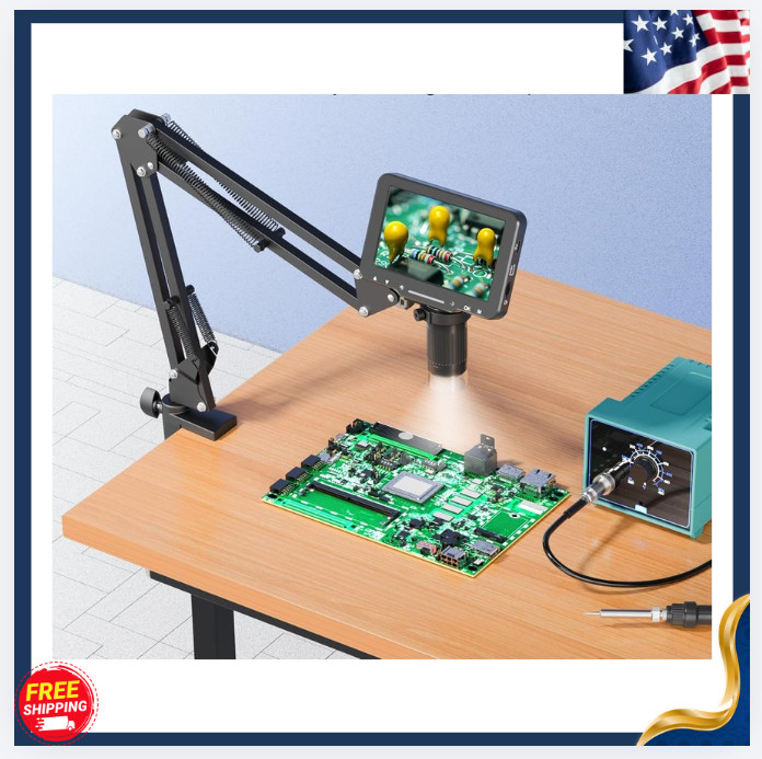 New 5in LCD Digital Soldering Microscope 1000X 1080P 8 LEDs