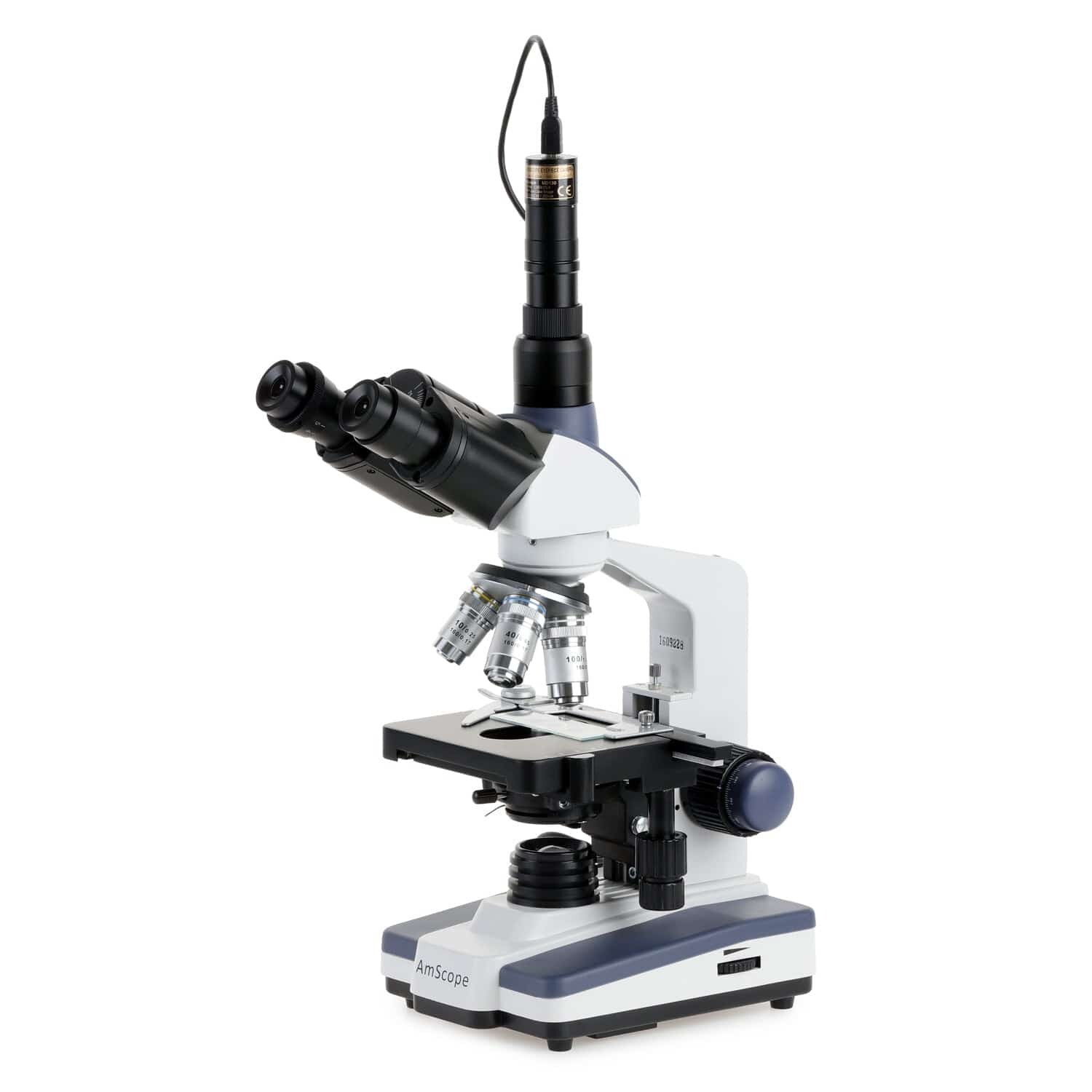 Amscope 40X to 2500X Trinocular LED Compound Microscope + 1.0MP Eyepiece