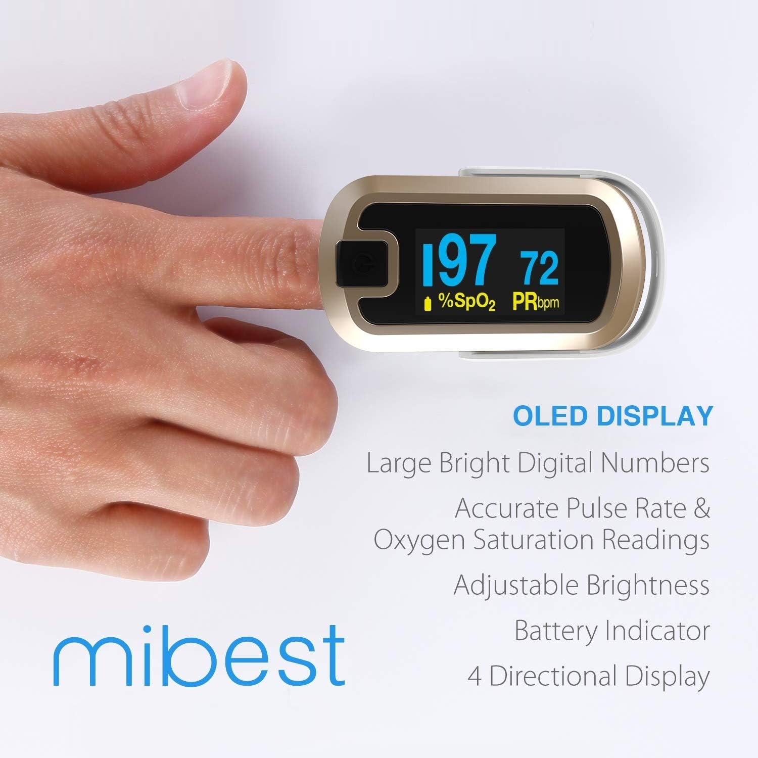 OLED Finger Pulse Oximeter – Dual Color O2 Meter, Accurate Health Monitor