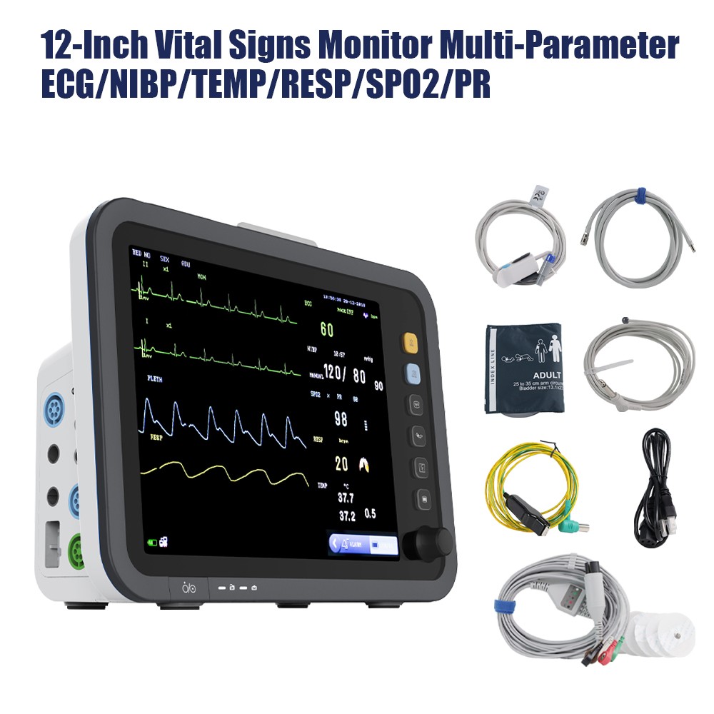 7/8/12 inch Patient Monitor ICU CCU Vital Sign NIBP RESP TEMP SPO2 PR ECG