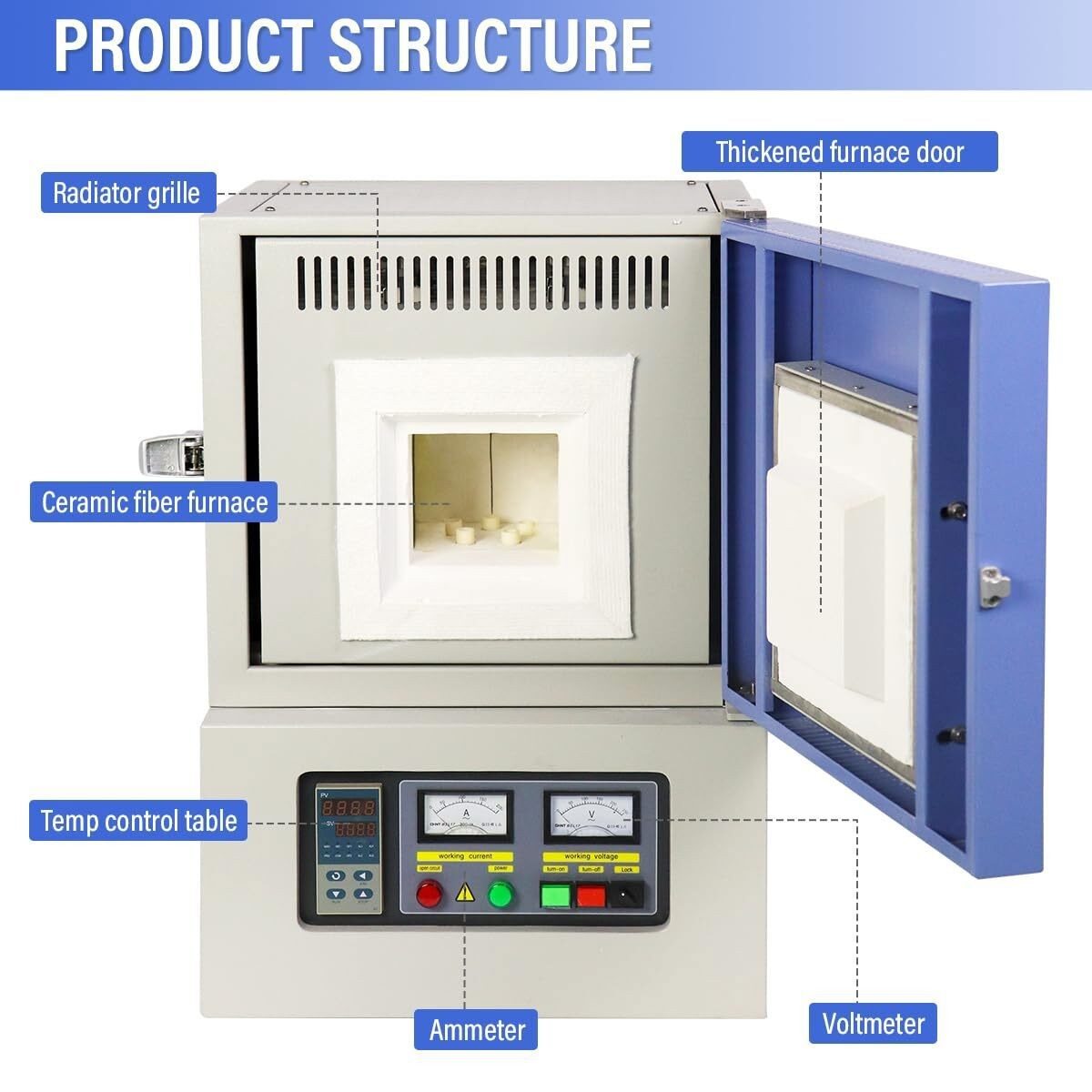 Lab 1L Muffle Furnace Tmax 1700℃ Metal/Ceramic/Titanium Thermal Treatment US