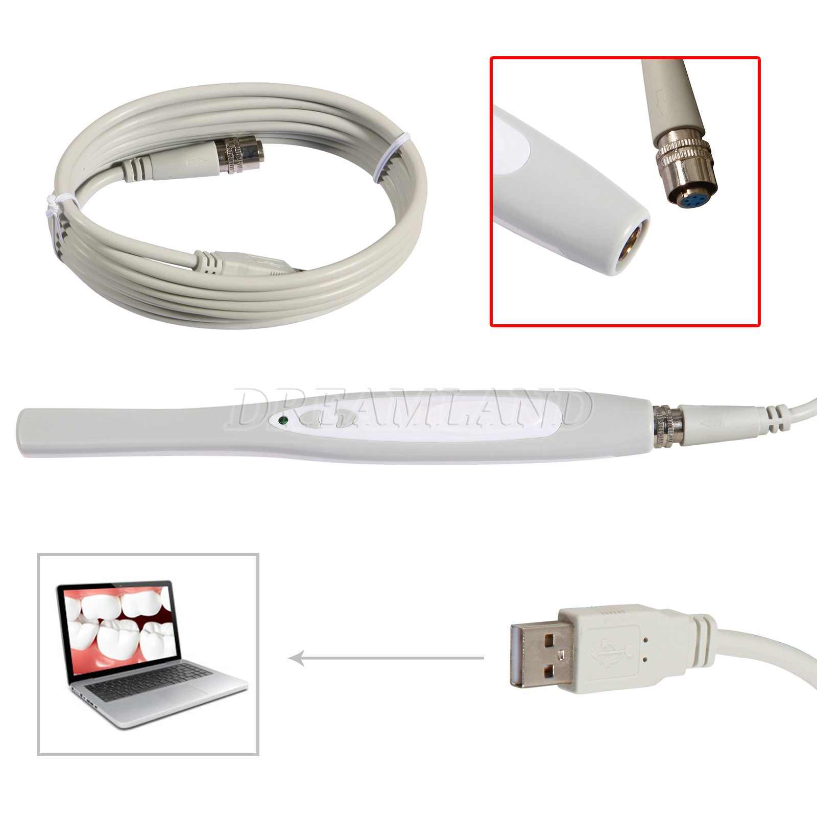 Dent Intraoral 3D Scanner with Software / 6 Led Intra Oral Camera USB