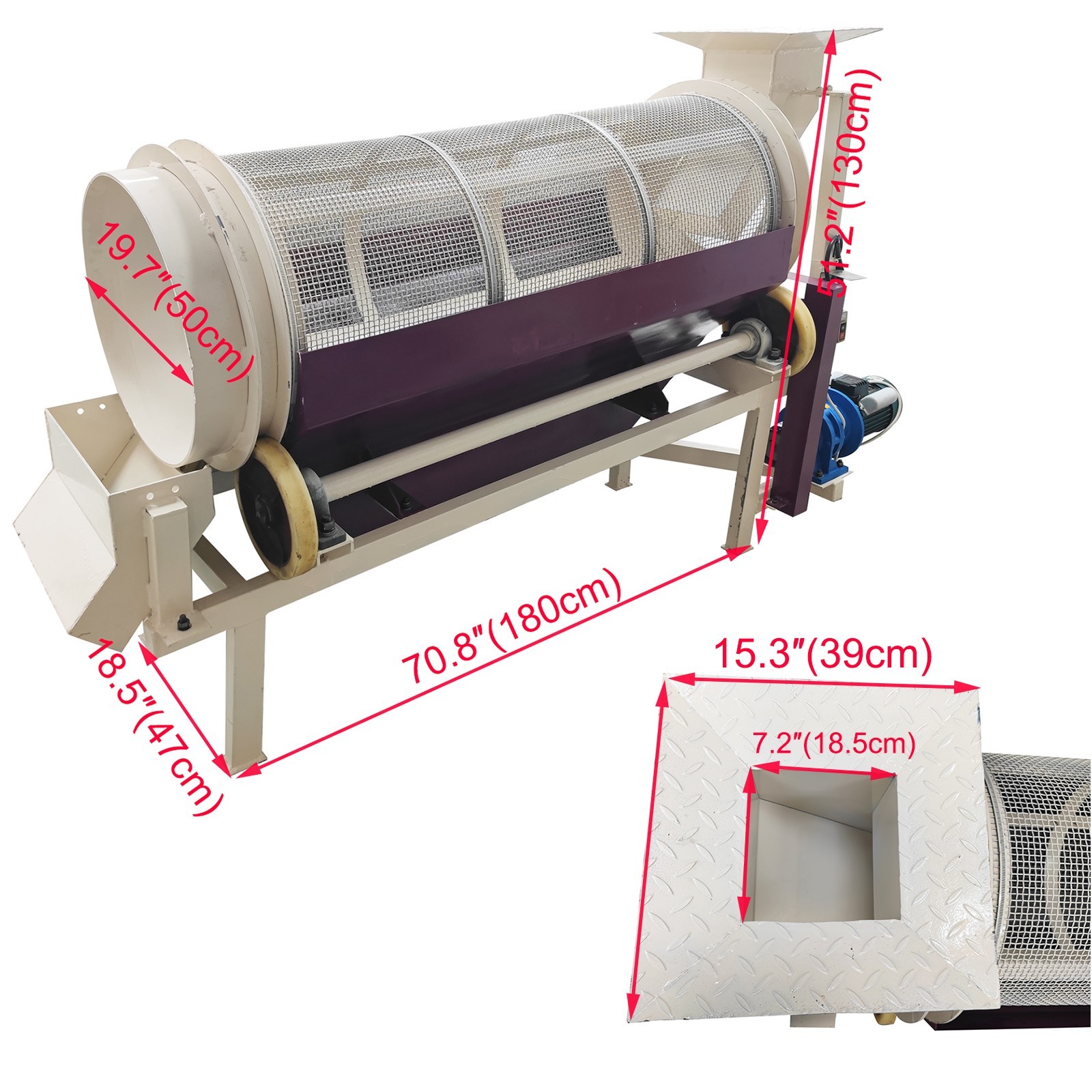 110V 8mm 0–5° Industrial Cylindrical Screen Shaftless Roller Screen Speed Adjust