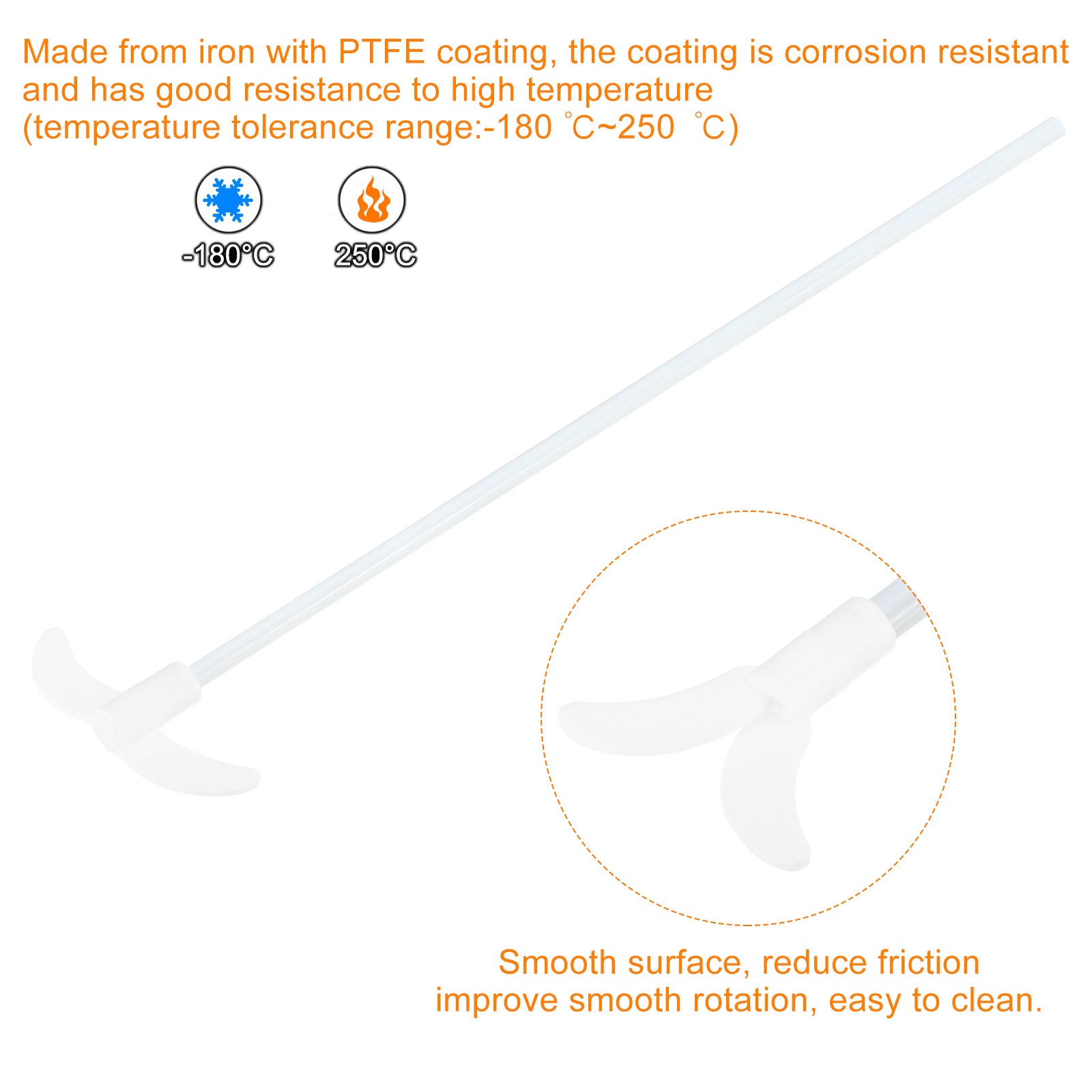 PTFE Electric Stirring Rod 400x100mm Length Overhead Stirrer Mixer Shaft