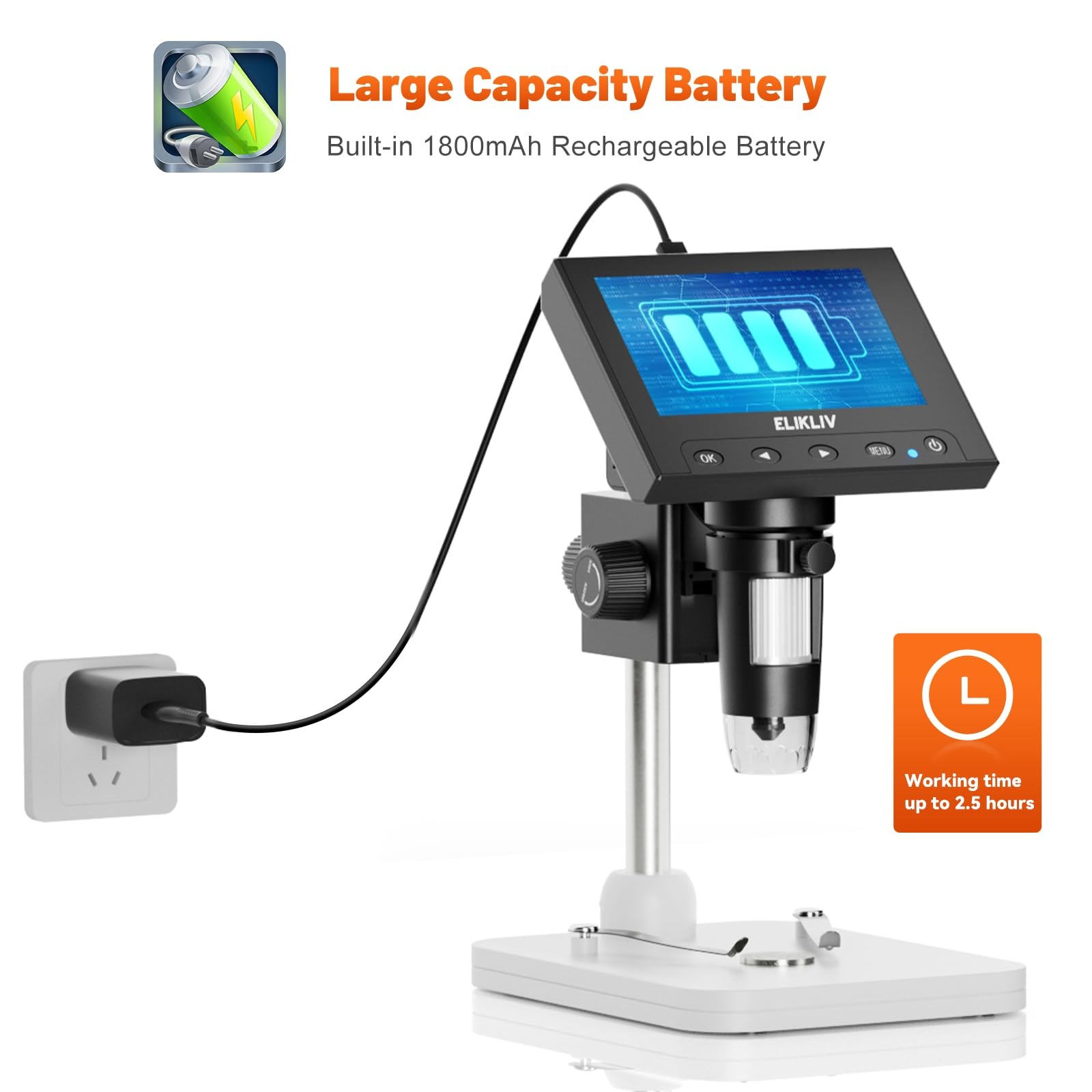 Elikliv EDM4 LCD Digital Coin Microscope 1000x 8 LED Lights PC View 4.3-Inch