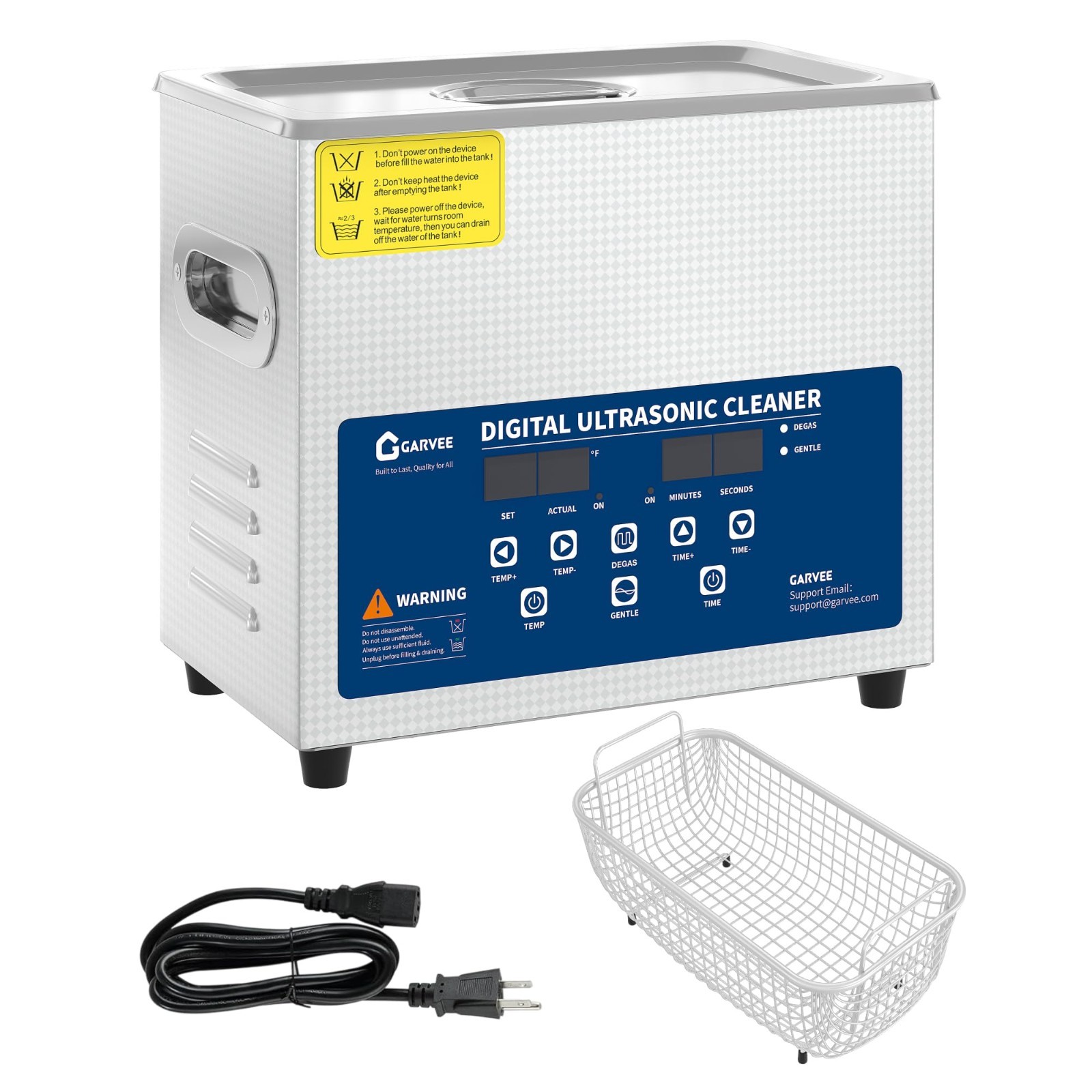 6L Ultrasonic Cleaner with Digital Timer & Heater Jewelry Cleaner 180W