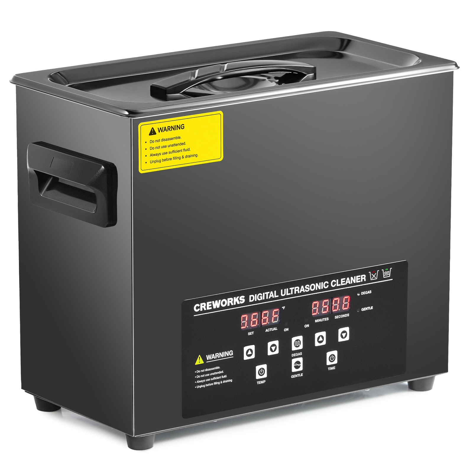 CREWORKS 6L Digital Ultrasonic Cleaner with Degas & Gentle Mode 600W Heater