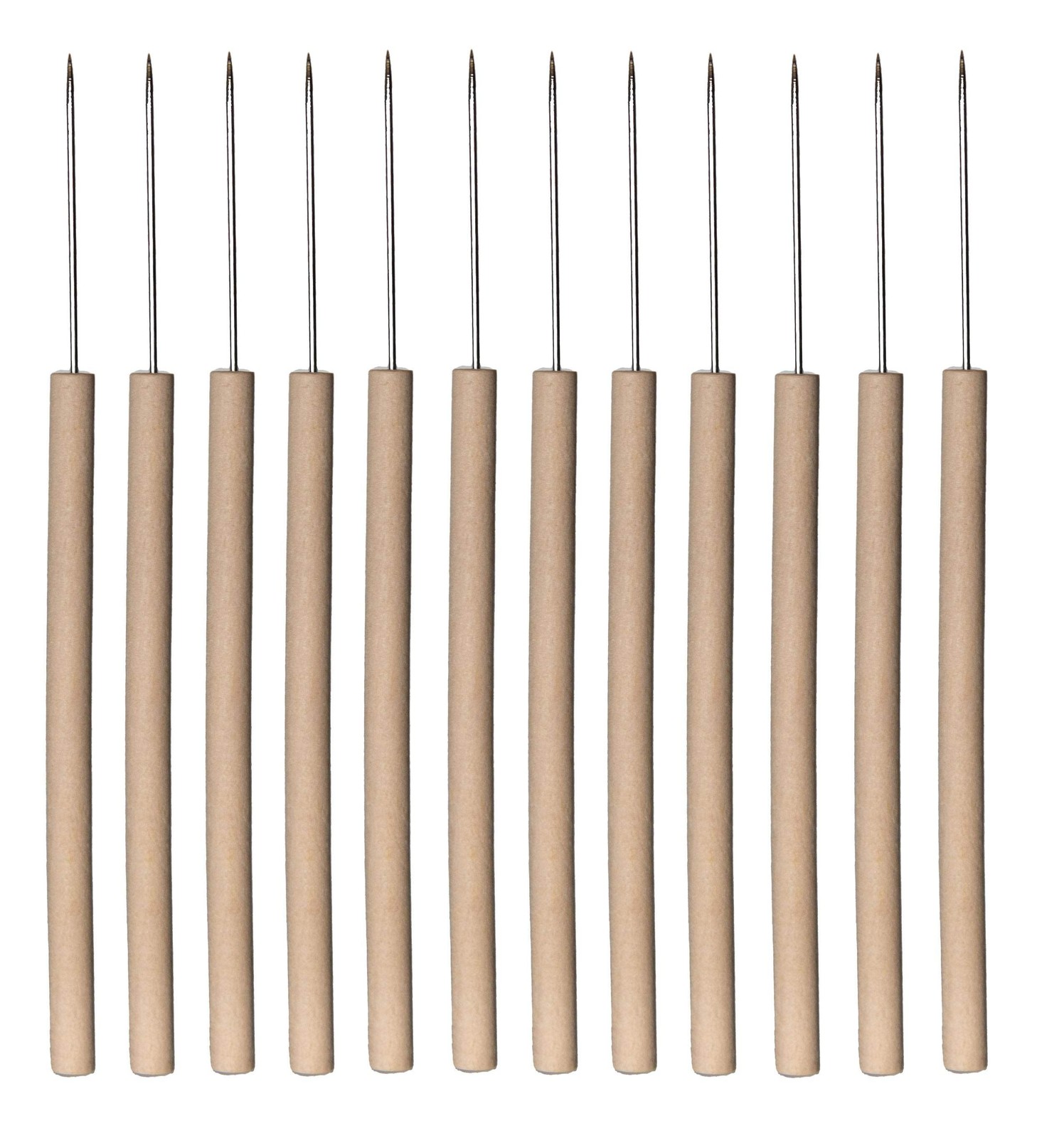 Teasing Tool with wood handle and straight metal tip. Pack 12.