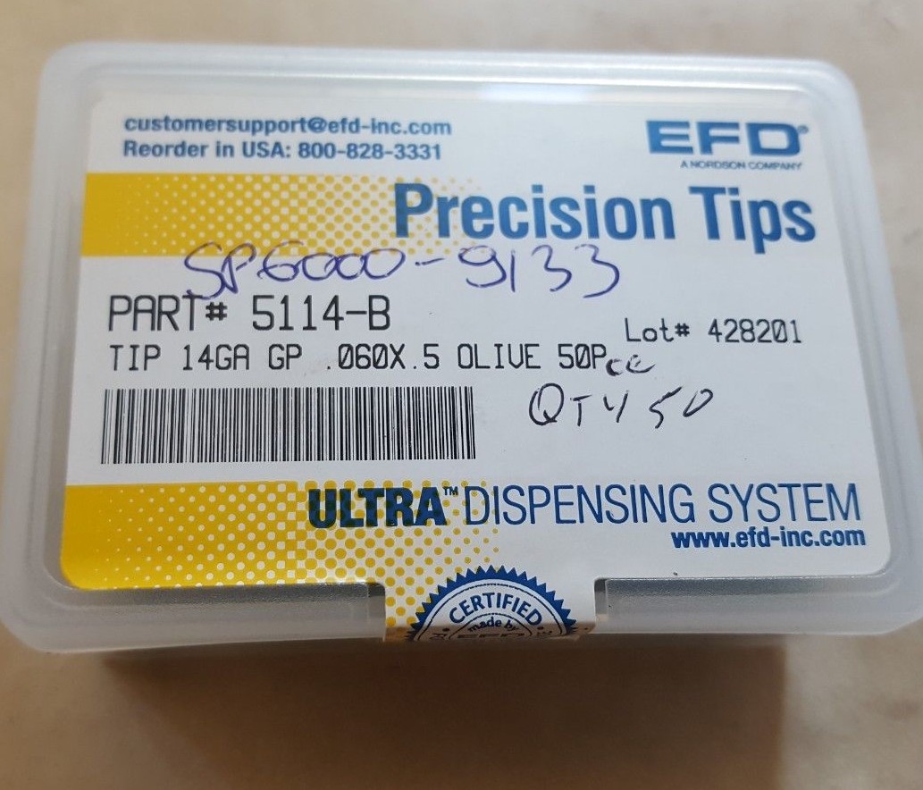 NORDSON EFD PRECICION TIPS 5114-B OLIVE QTY: 50 (U10.6B3)