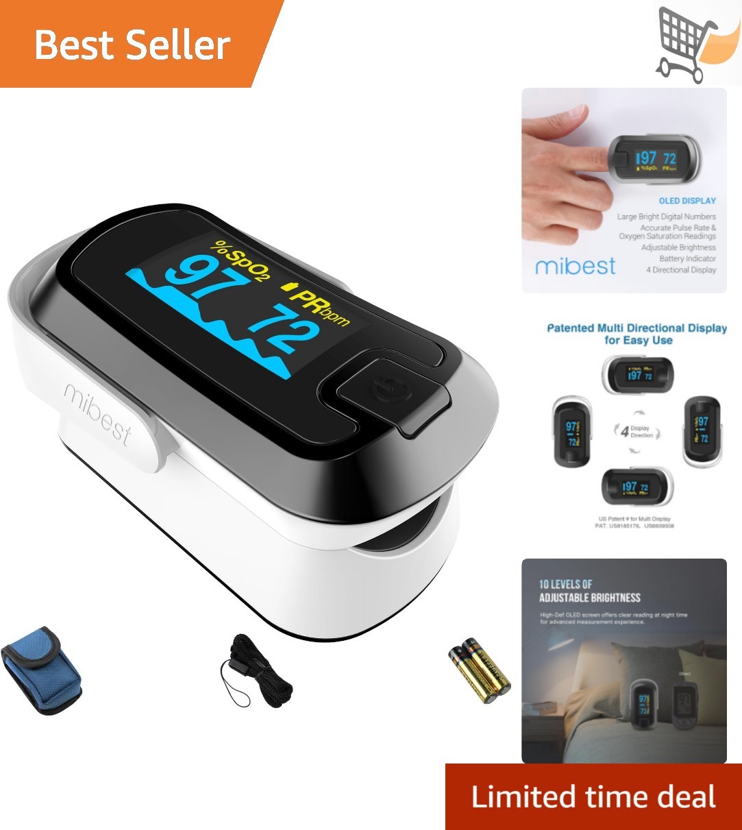 OLED Finger Pulse Oximeter Portable Sport Use for SpO2 & Pulse Monitoring