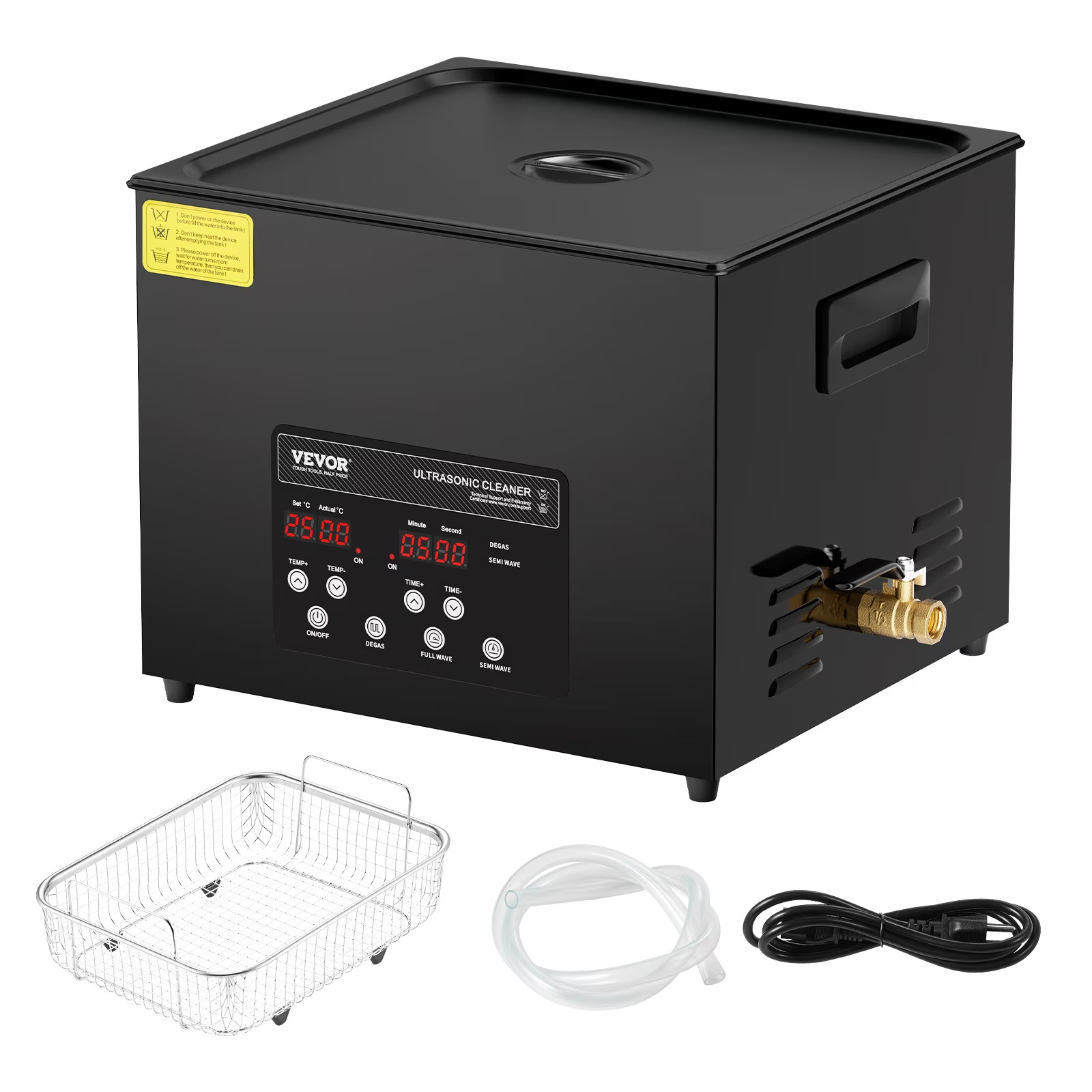 KFFKFF 15L Commercial Ultrasonic Cleaner 360W 40kHz Heater Timer Degas Degas