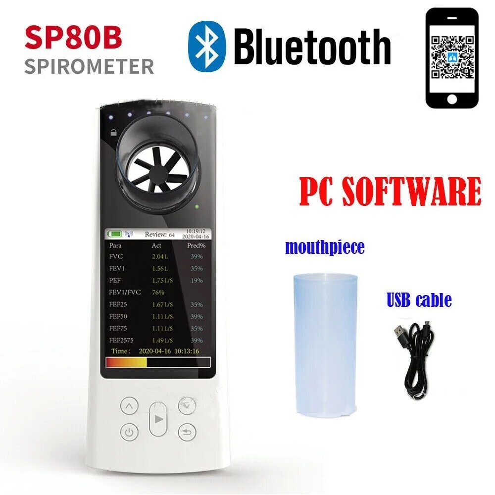 Bluetooth Spirometer Lung Function Tester w/ App & Mouthpiece – US Warehouse