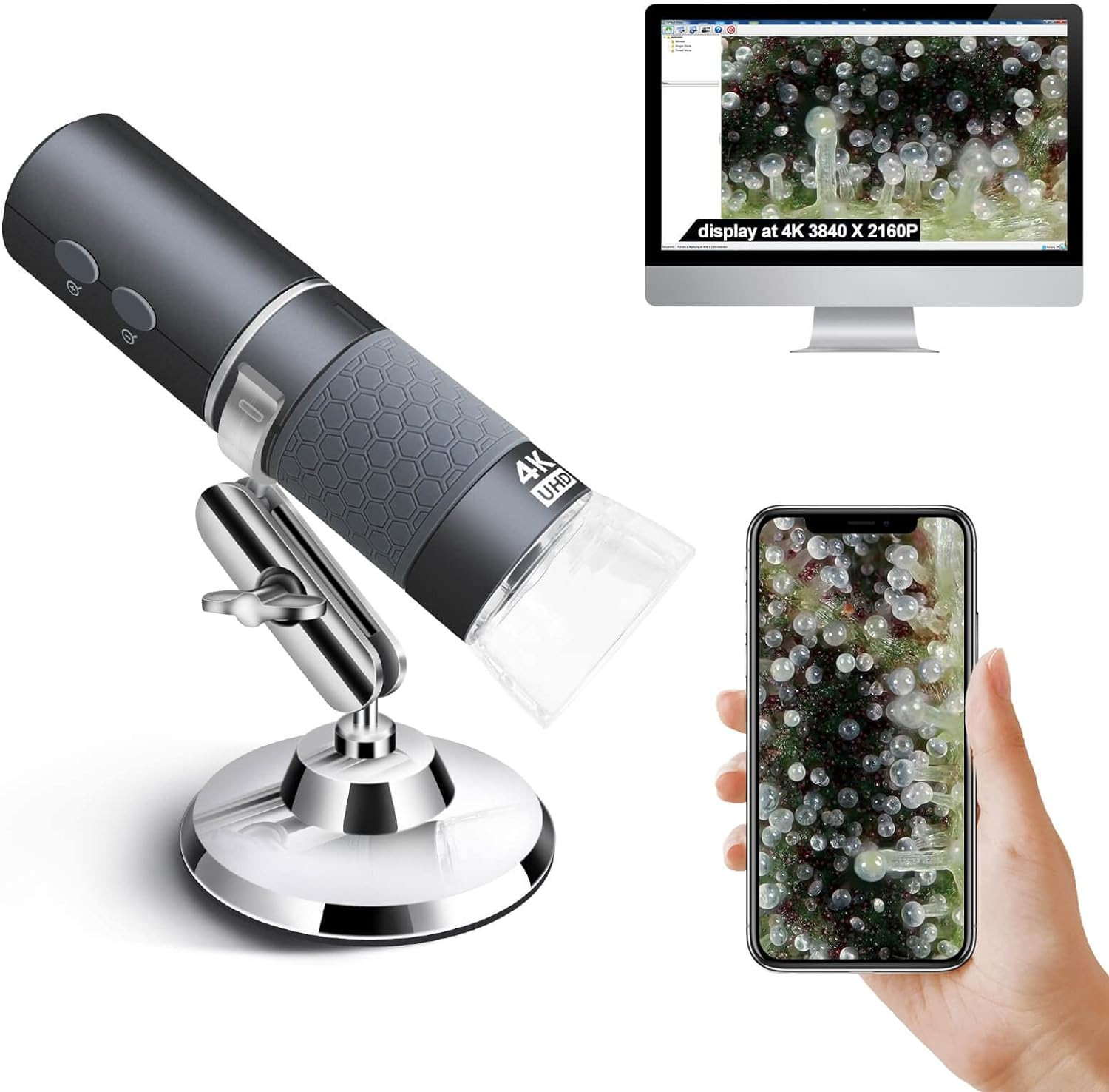 Ninyoon 4K Wifi Microscope for Iphone Android PC, 50-1000X USB Digital