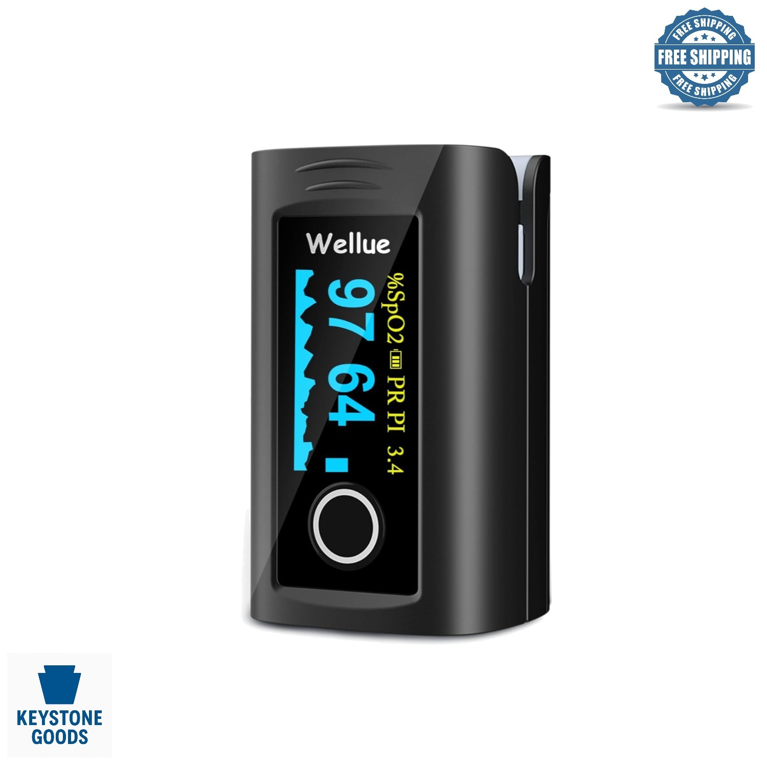 Fingertip Pulse Oximeter with Batteries & Carry Case