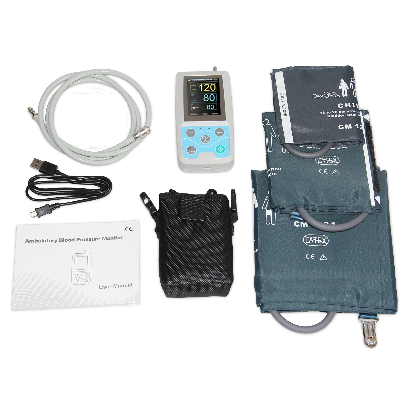 24 hours Ambulatory Blood Pressure Monitor Automatic NIBP Holter 3 Cuff+Software