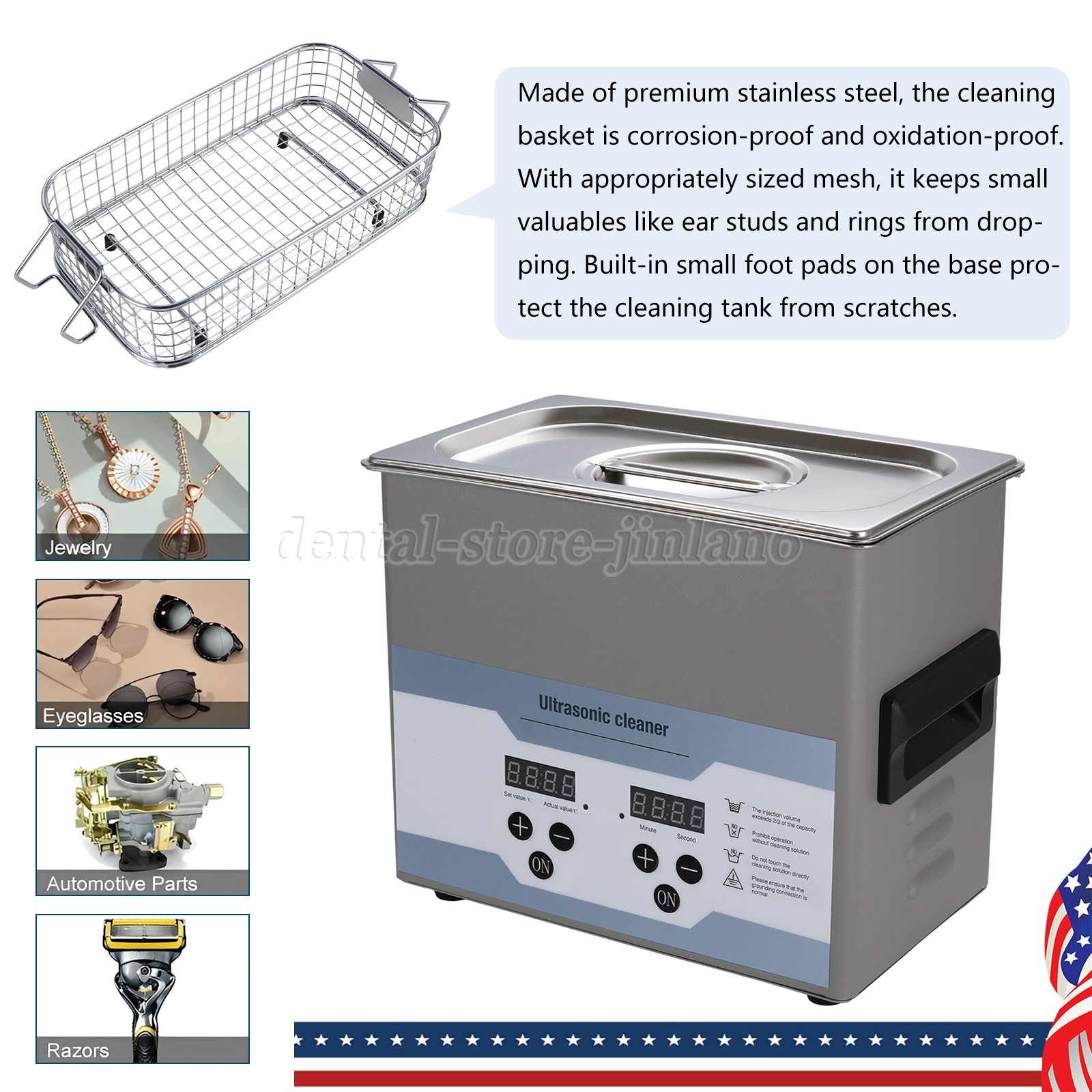 3.2L Ultrasonic Cleaner with Degas Gentle Modes 100W Heater Timer